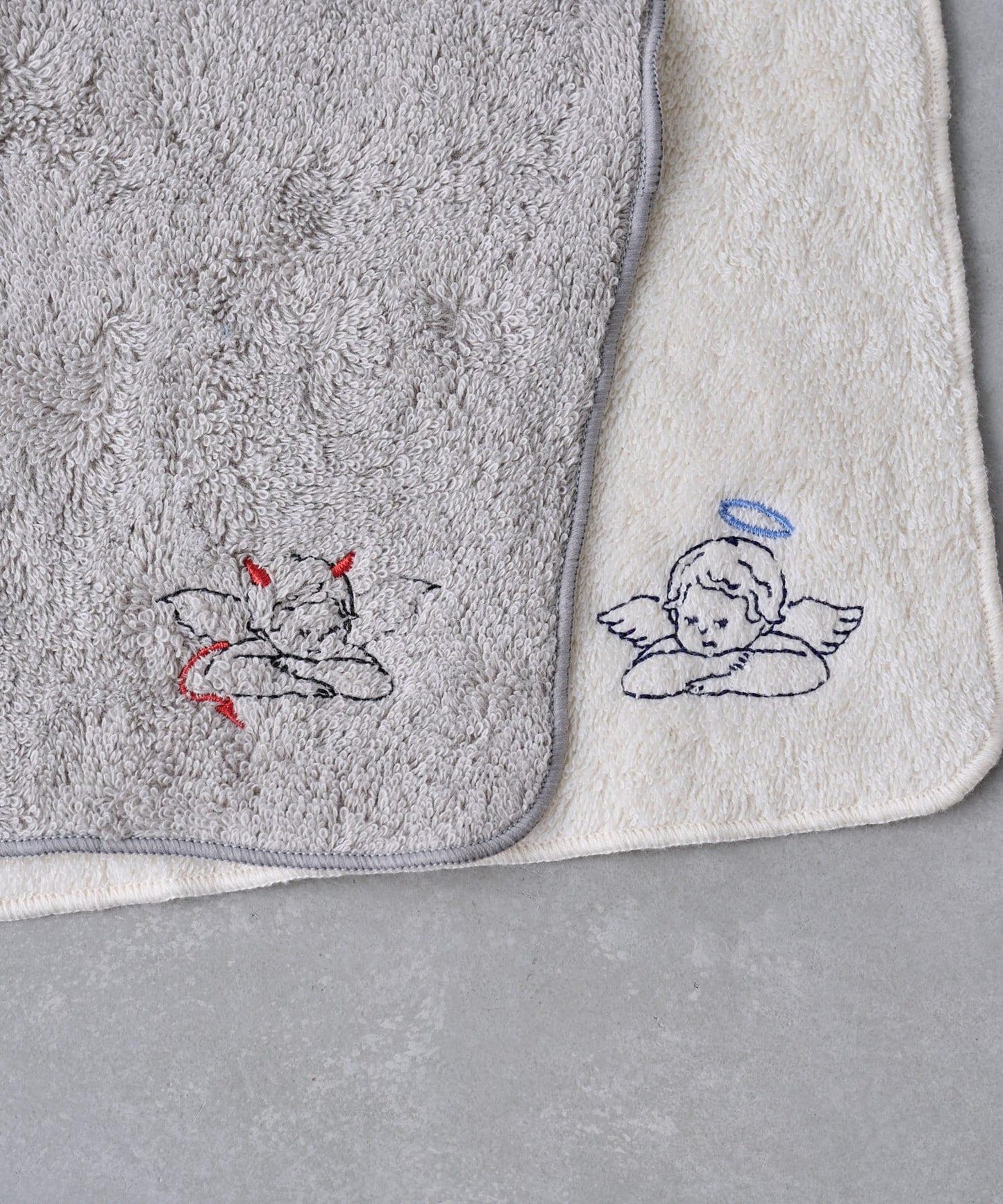 天使與惡魔 刺繡毛巾手帕