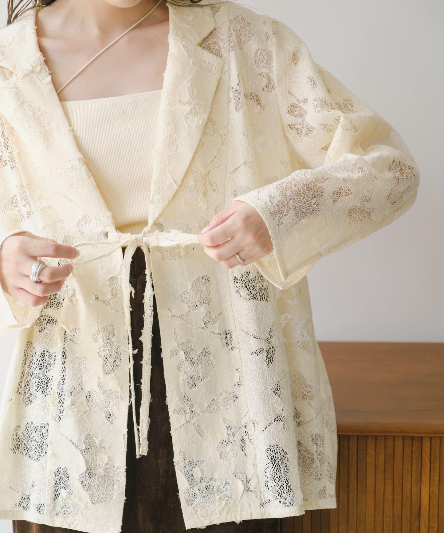 【2024AW】可逆拼接蕾絲夾克