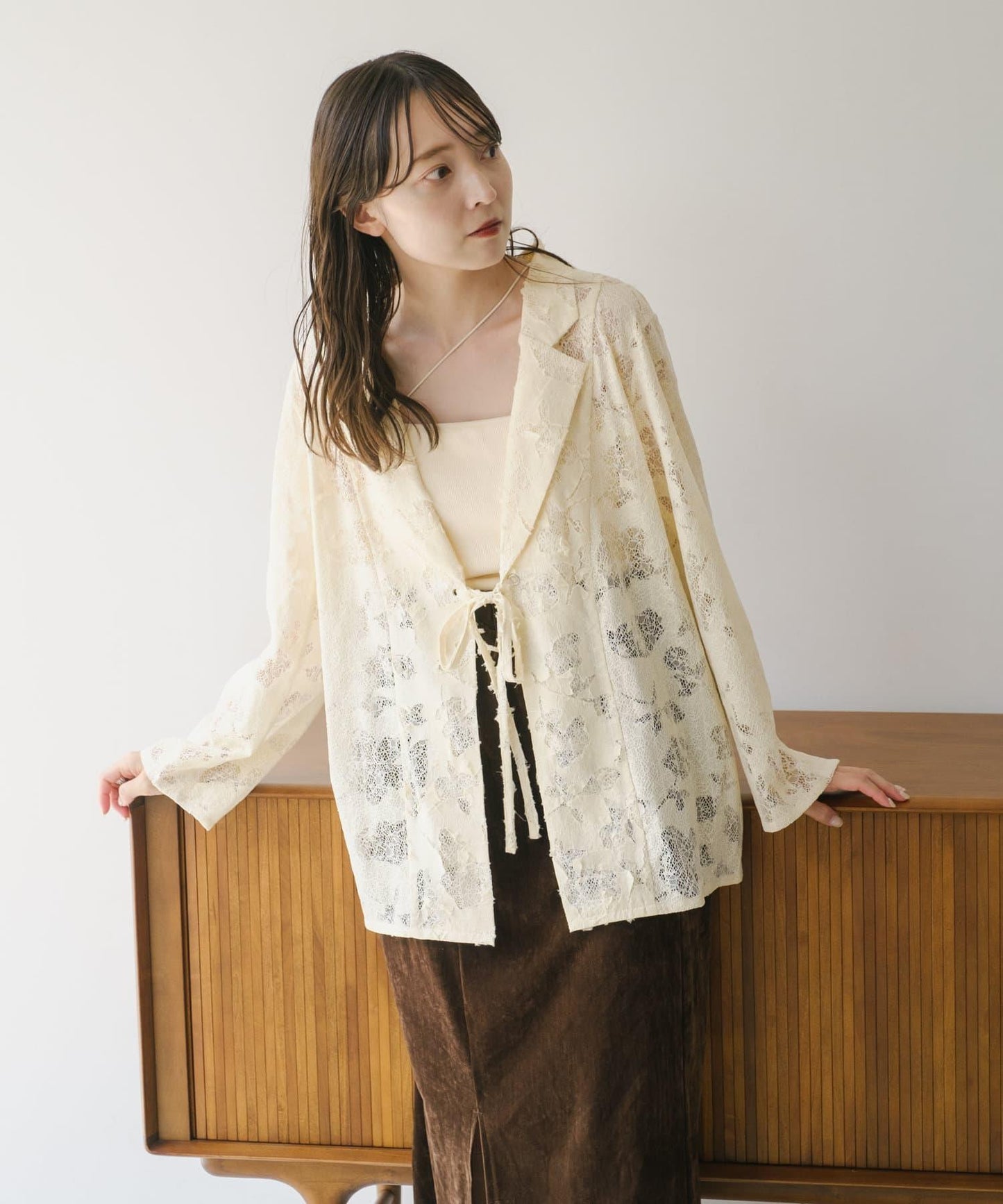 【2024AW】可逆拼接蕾絲夾克