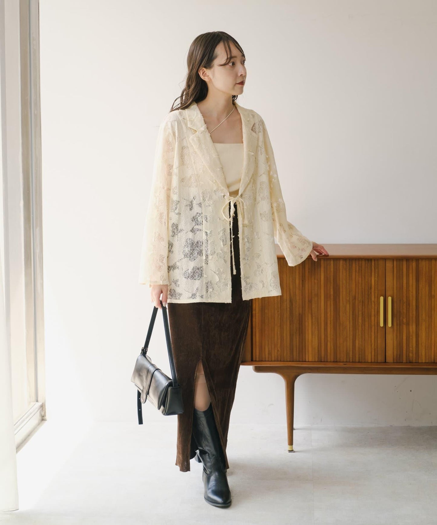 【2024AW】可逆拼接蕾絲夾克