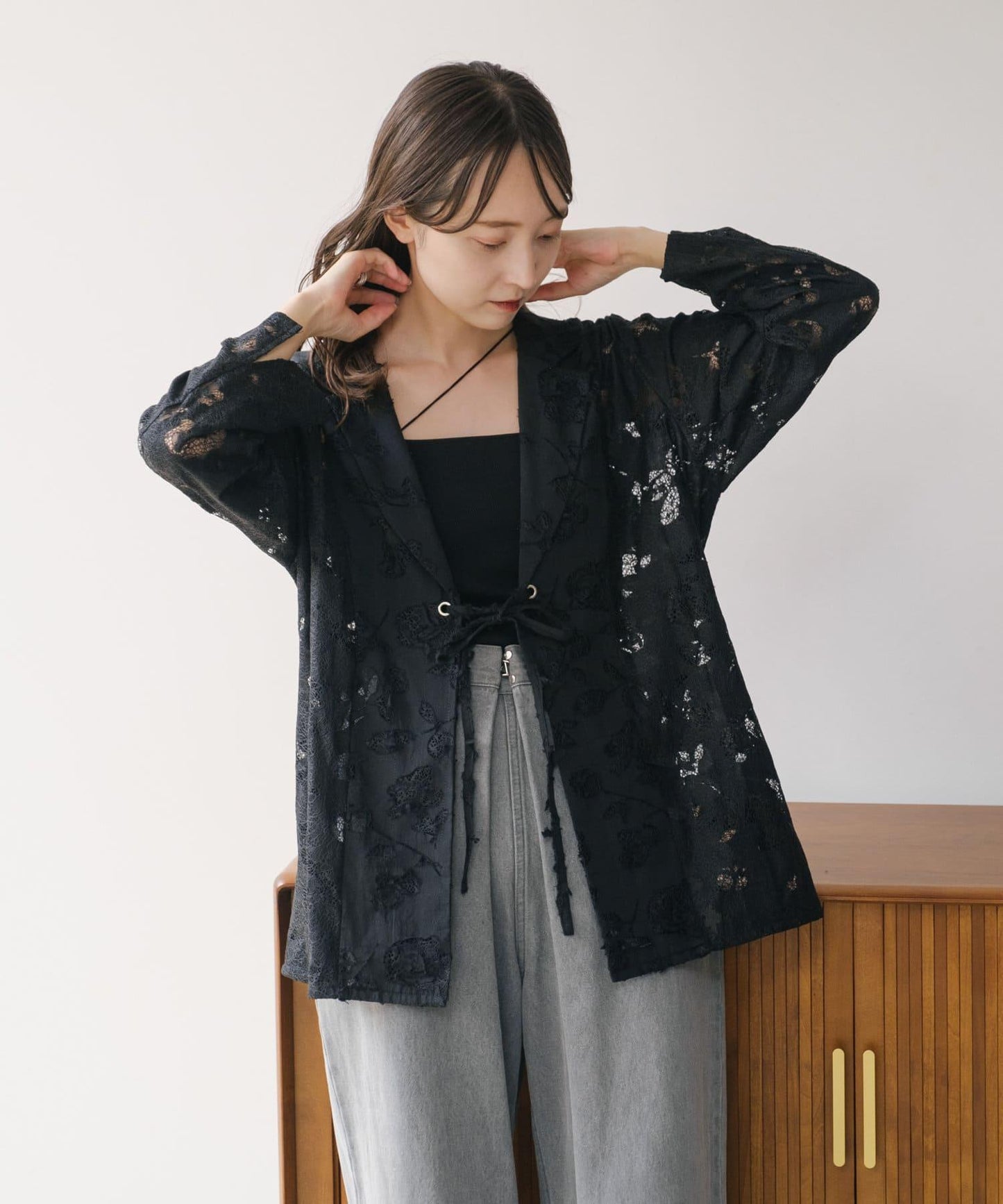 【2024AW】可逆拼接蕾絲夾克