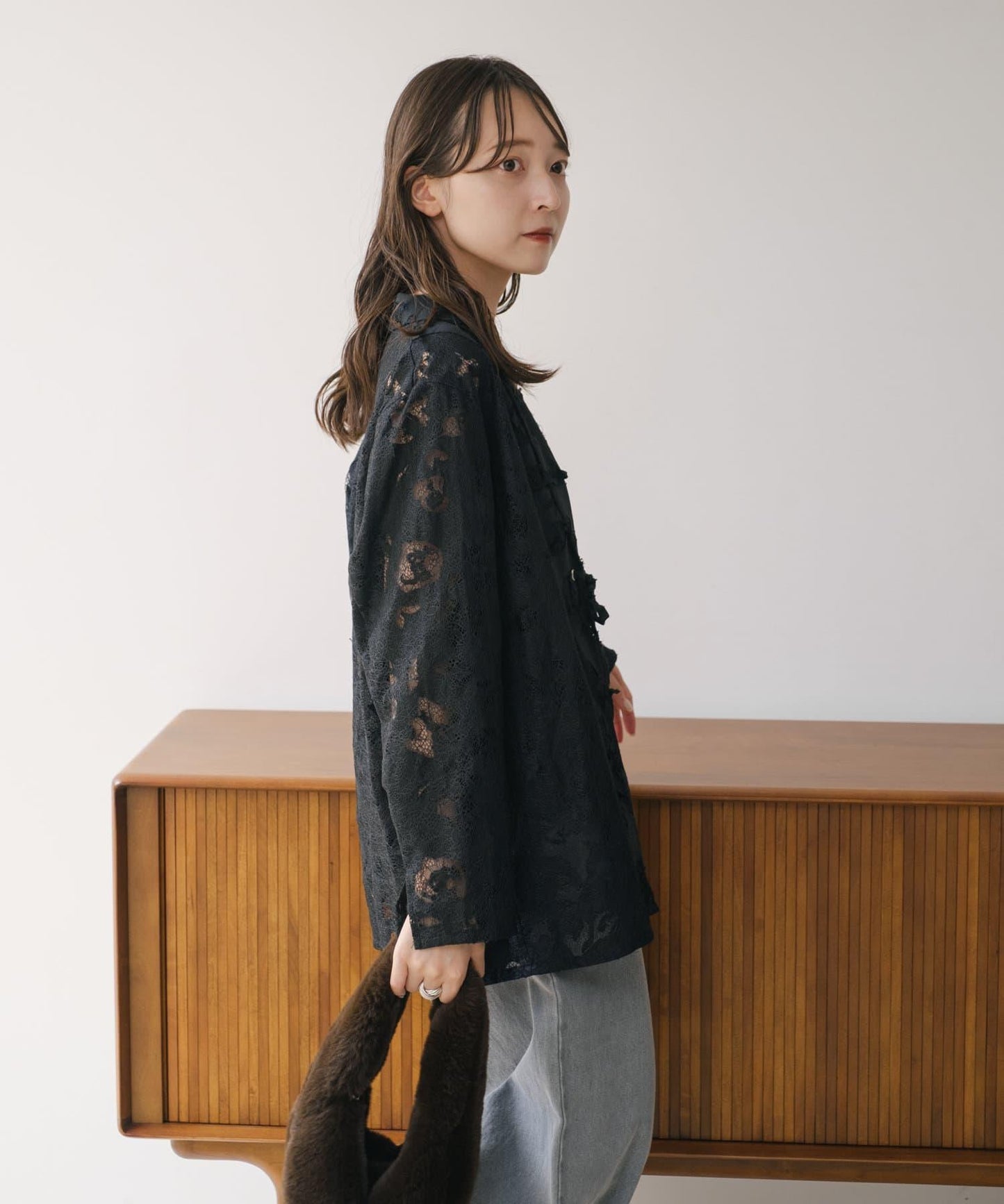 【2024AW】可逆拼接蕾絲夾克