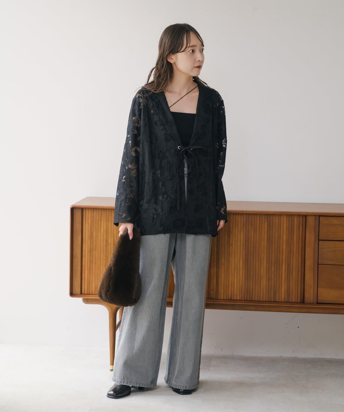 【2024AW】可逆拼接蕾絲夾克