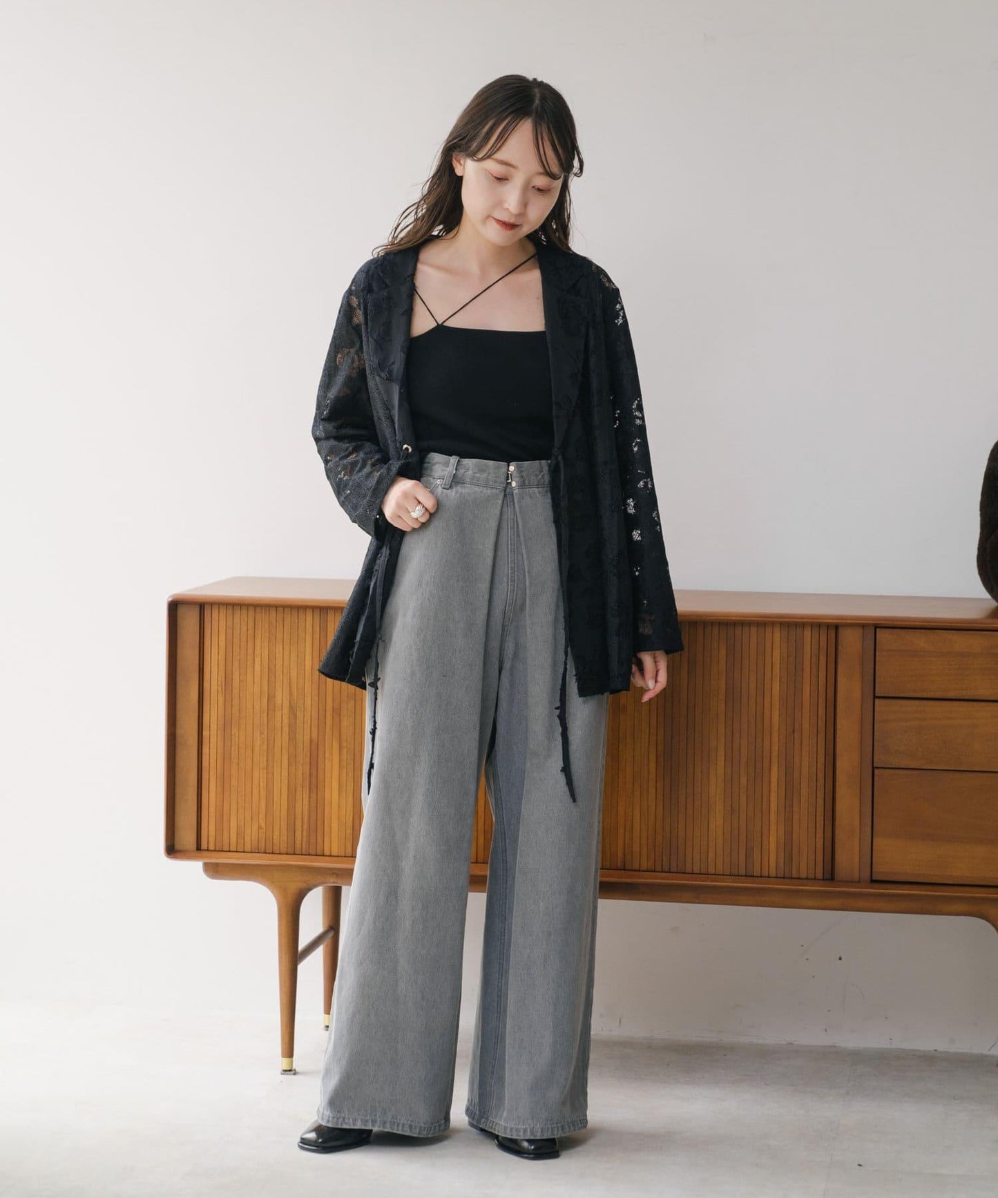 【2024AW】可逆拼接蕾絲夾克