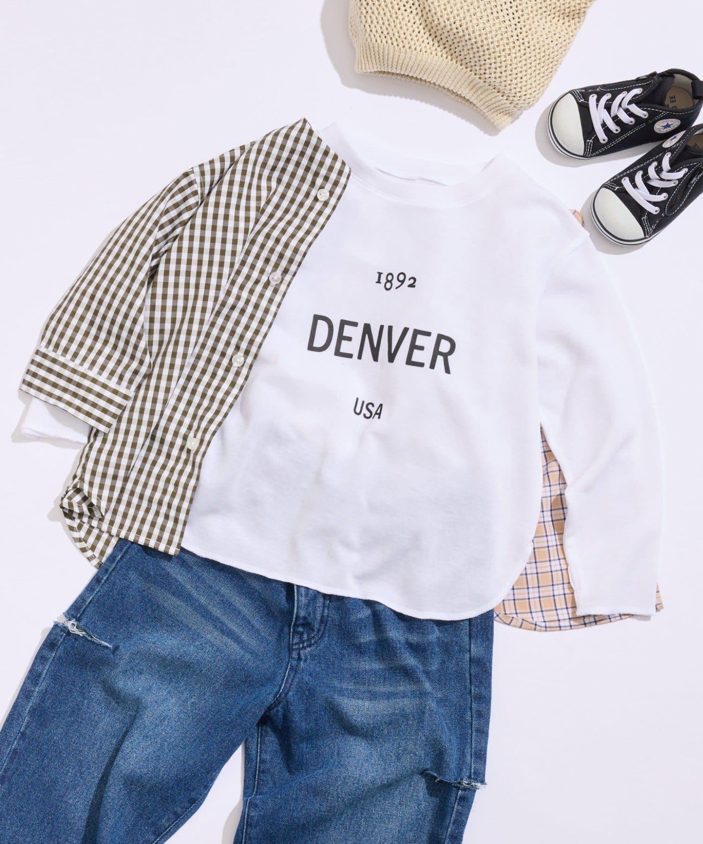 【兒童】平滑拼色logo T恤