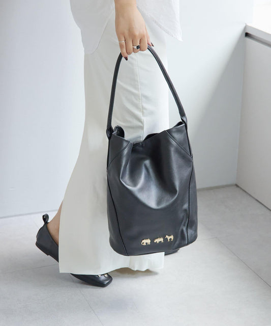 《顏色/真皮/動物圖案/大象/犀牛/斑馬》動物圖案桶包