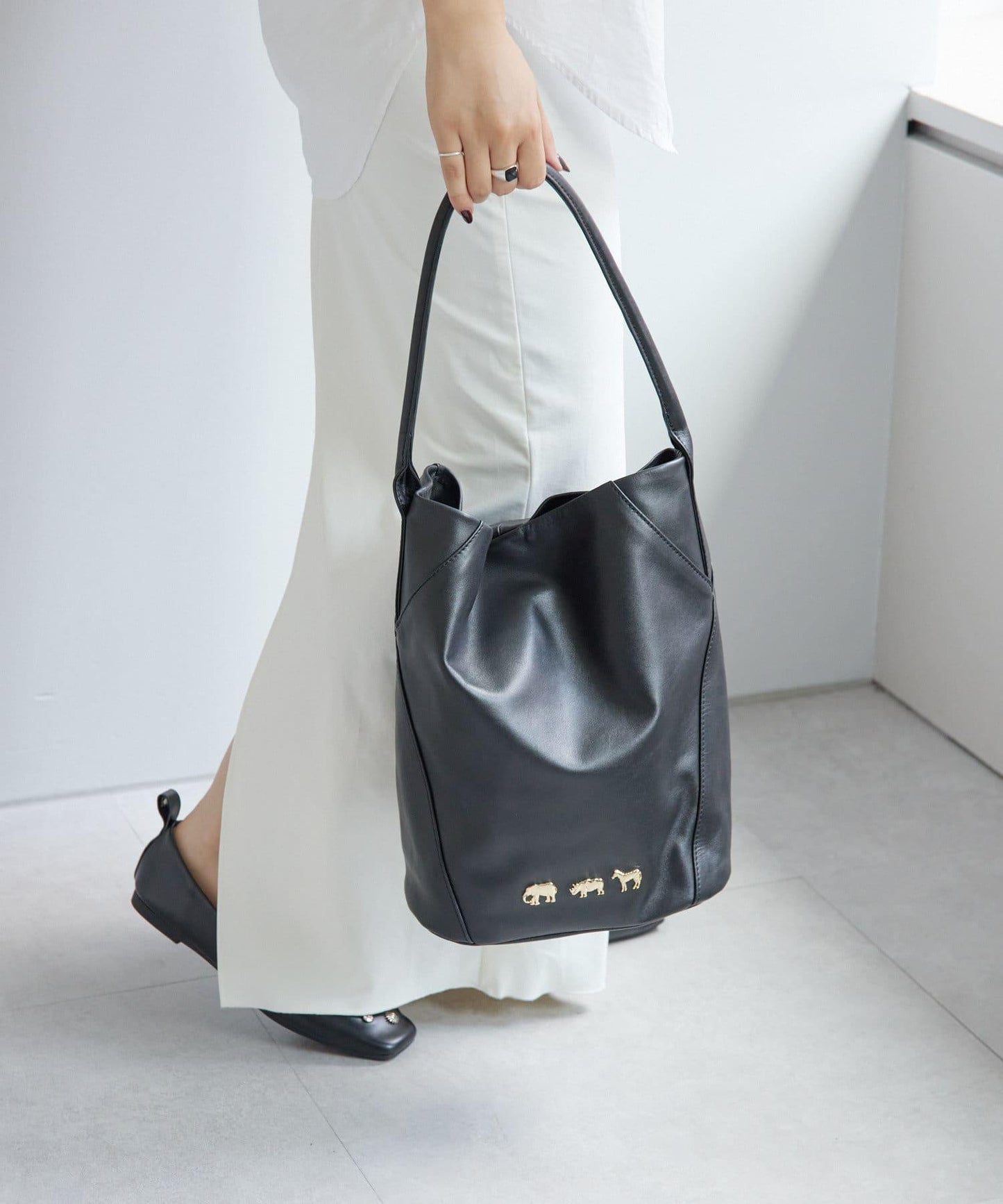 《顏色/真皮/動物圖案/大象/犀牛/斑馬》動物圖案桶包