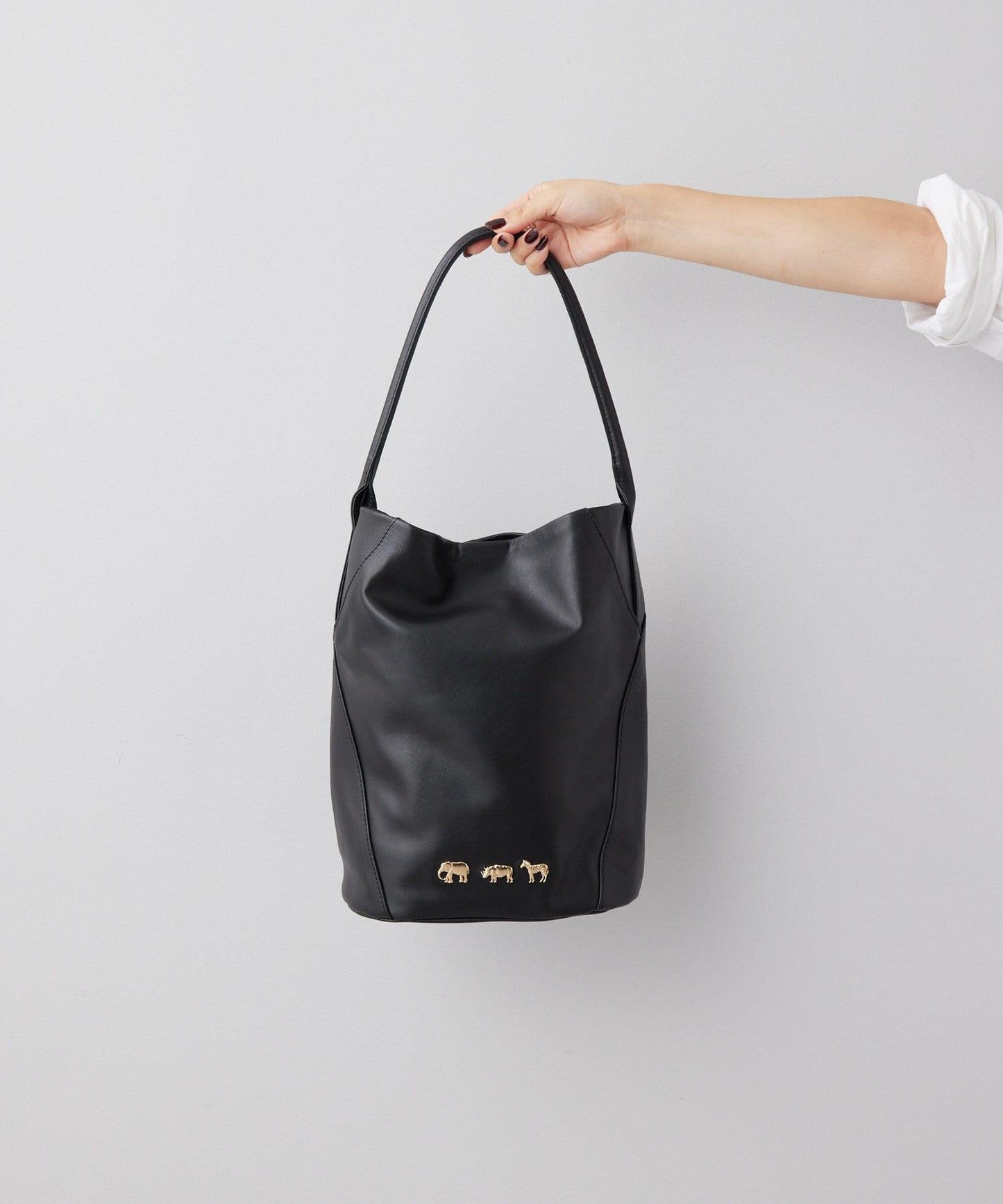 《顏色/真皮/動物圖案/大象/犀牛/斑馬》動物圖案桶包