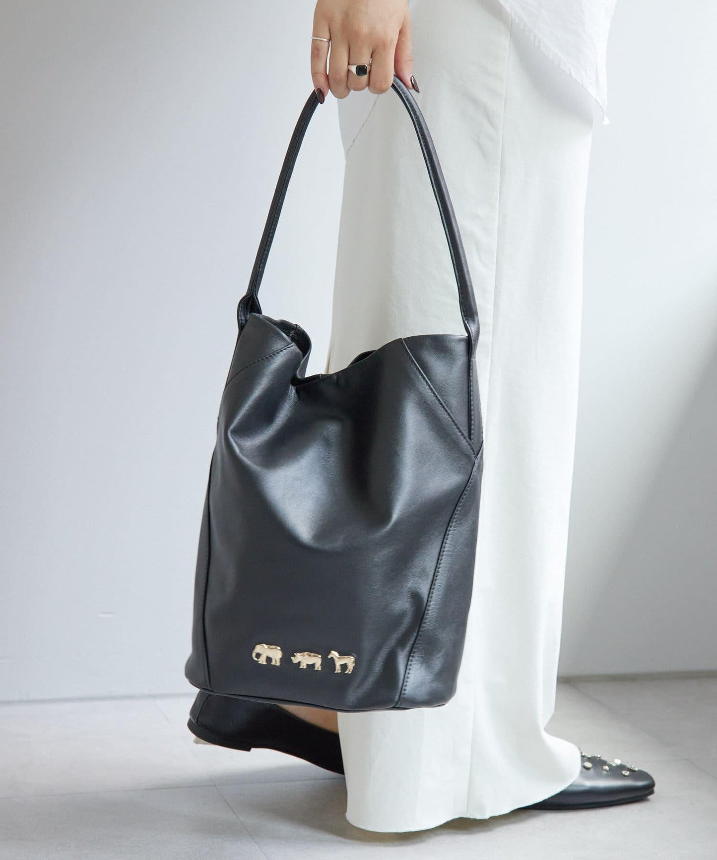 《顏色/真皮/動物圖案/大象/犀牛/斑馬》動物圖案桶包