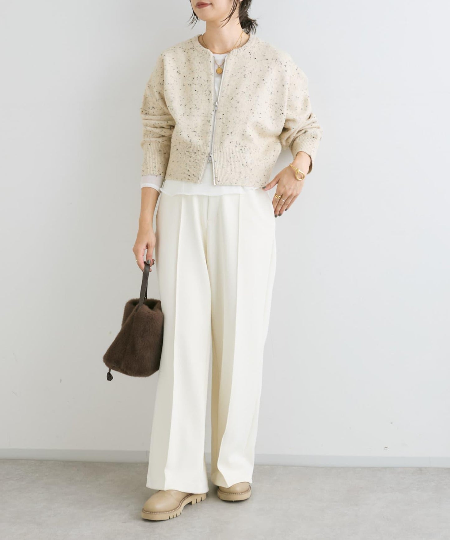 【可當開衫穿的】短款拉鍊針織衫