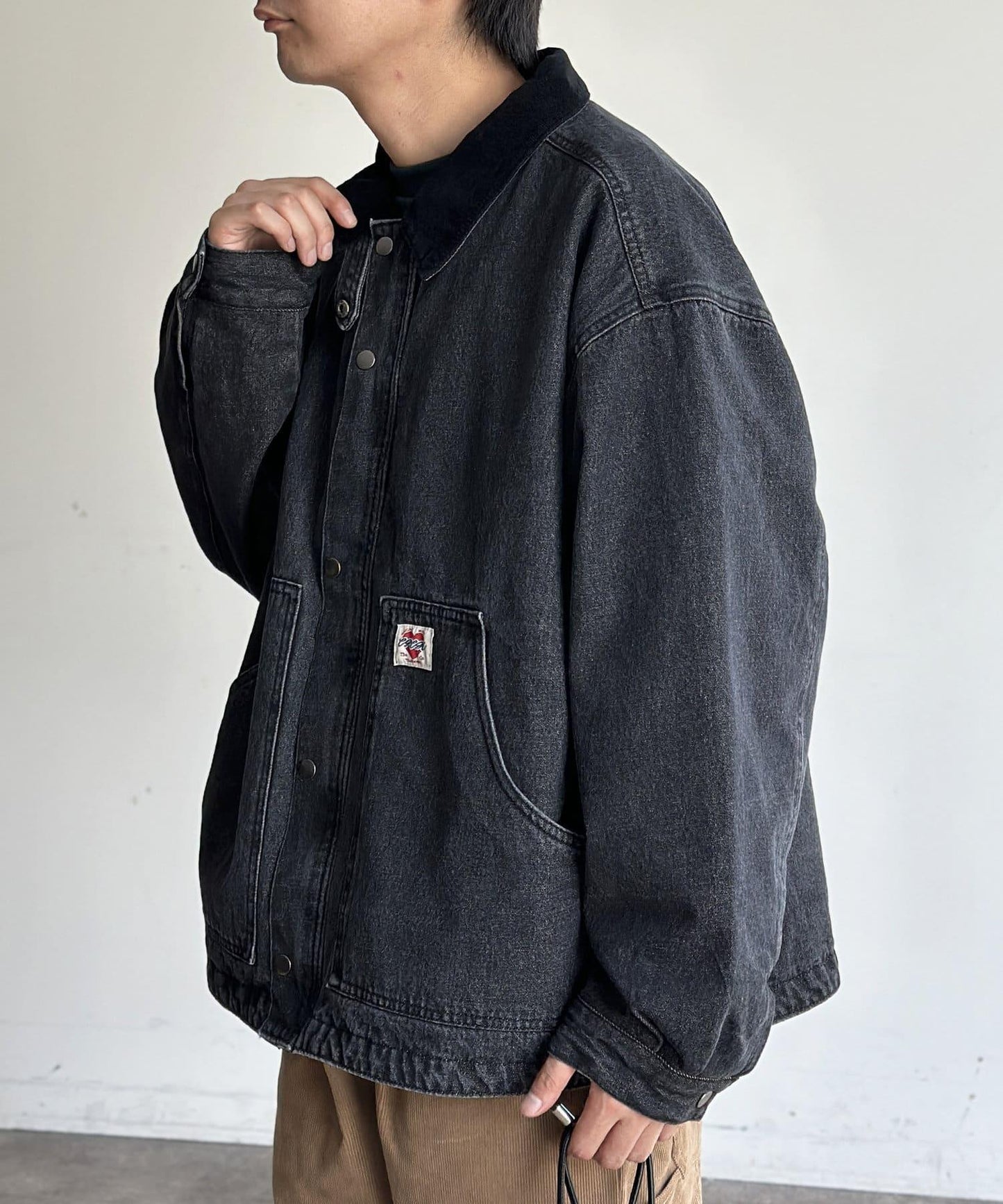 領口粗棉工裝夾克
