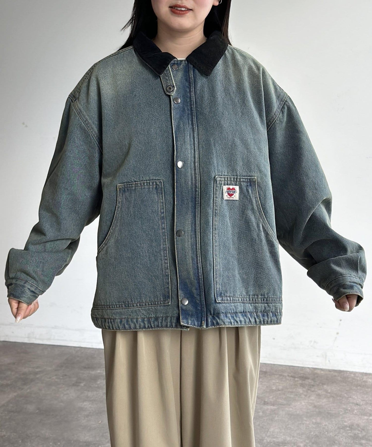 領口粗棉工裝夾克