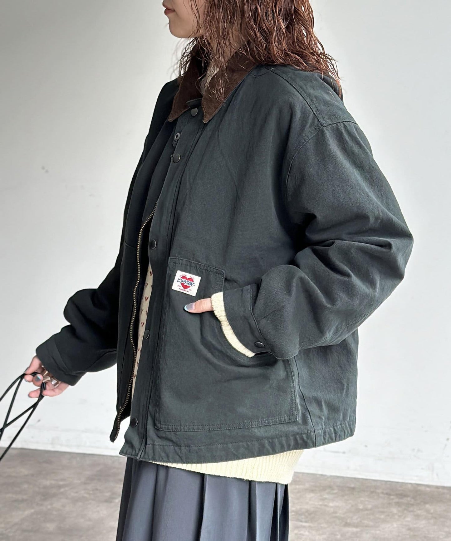 領口粗棉工裝夾克