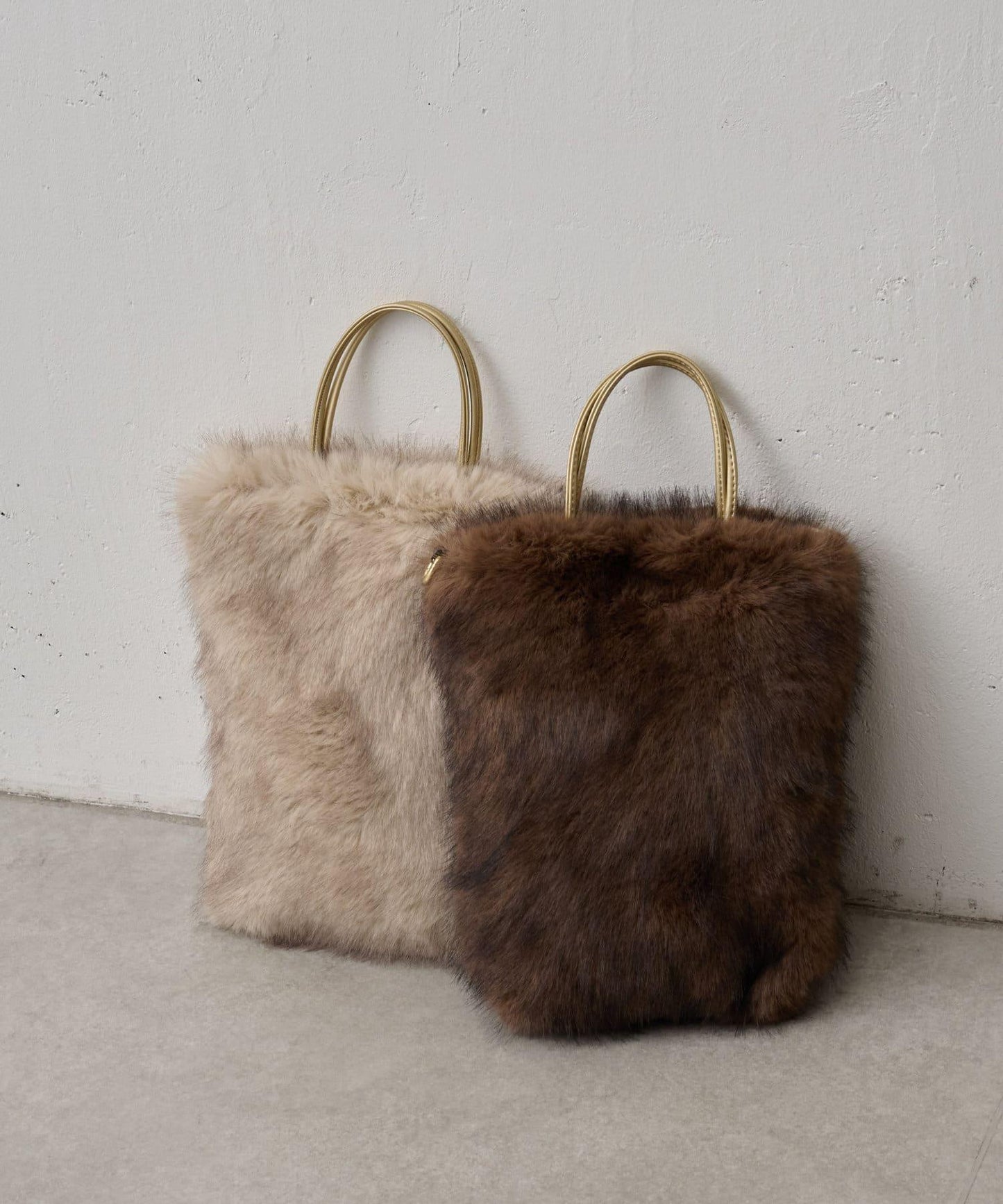 人造毛雙肩手提袋