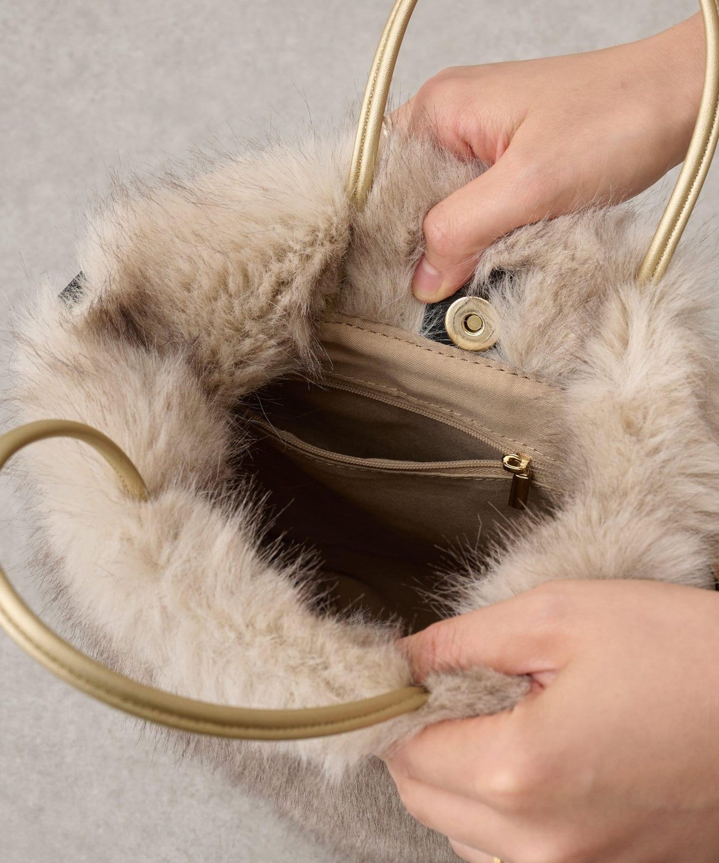 人造毛雙肩手提袋