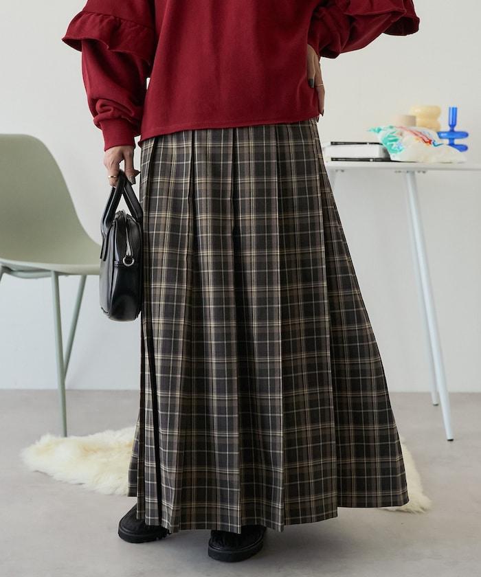 格紋褶裙
