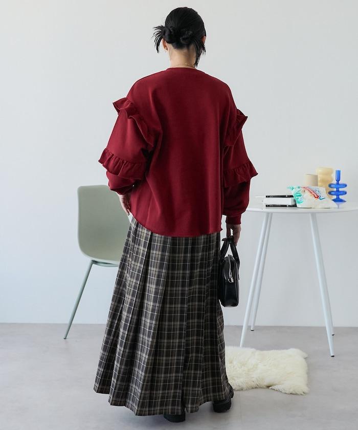 格紋褶裙