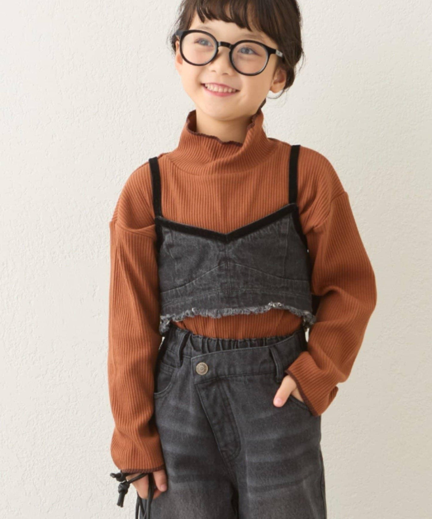 【兒童】配色條紋針織高領衫