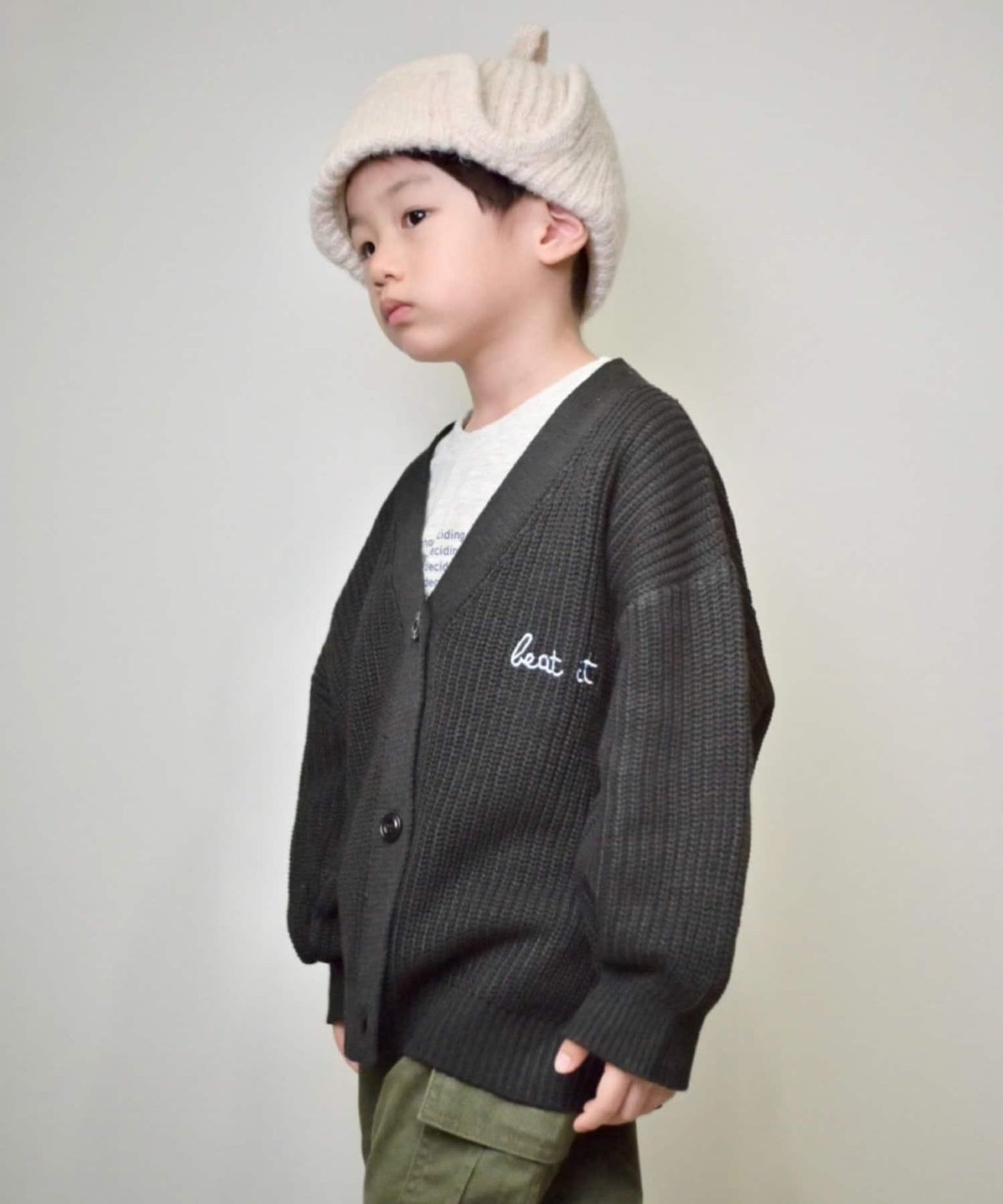 【兒童】點綴刺繡針織開衫