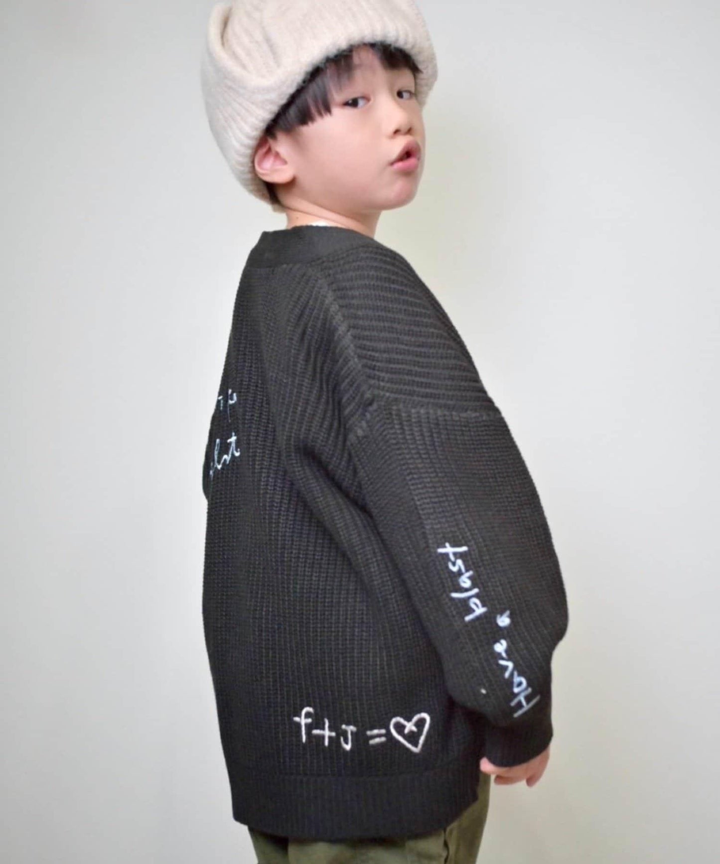 【兒童】點綴刺繡針織開衫