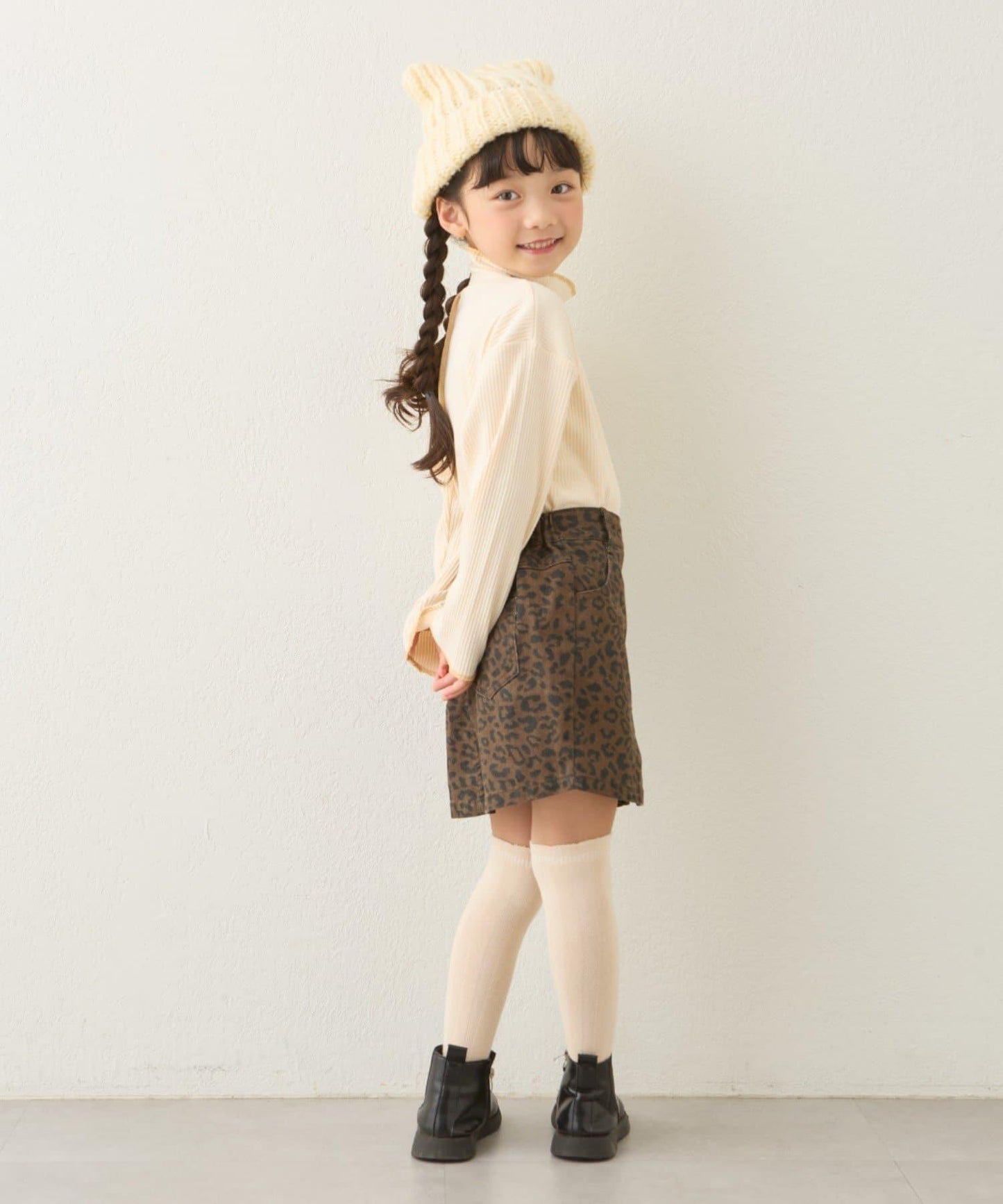 【兒童】配色條紋針織高領衫