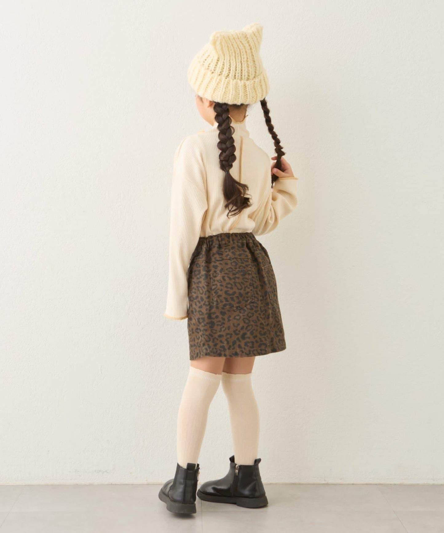 【兒童】配色條紋針織高領衫