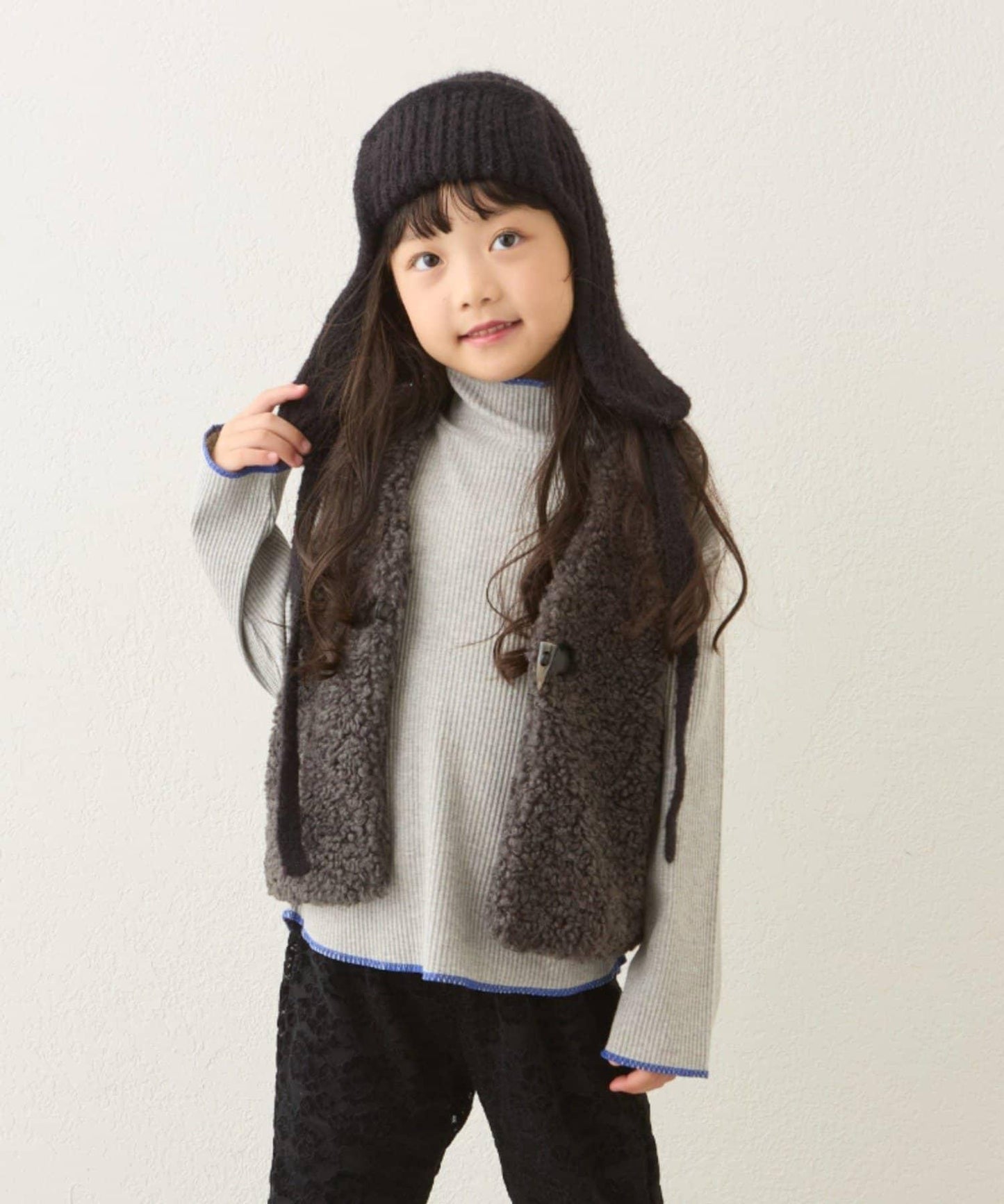 【兒童】配色條紋針織高領衫