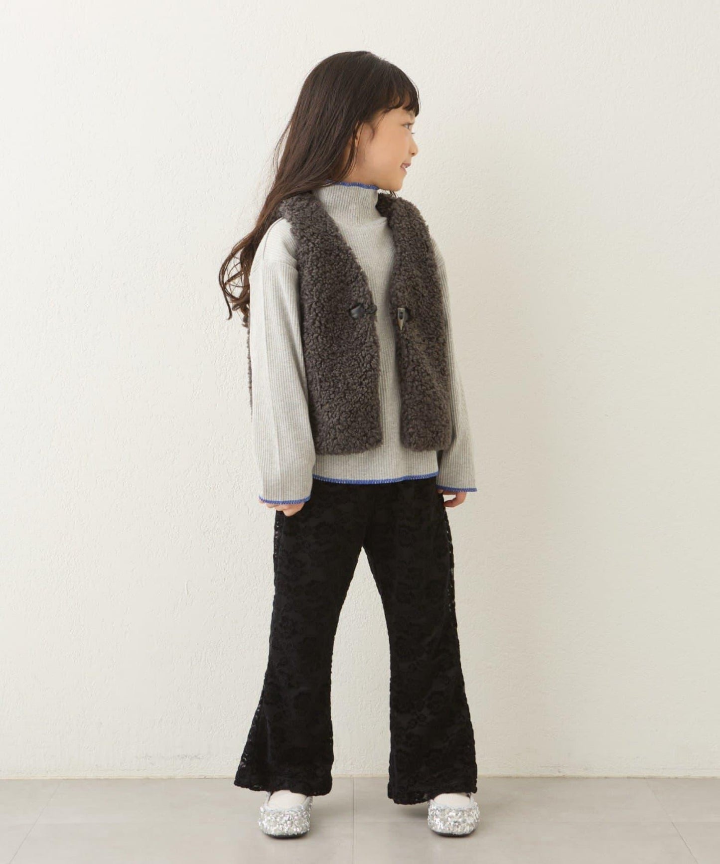 【兒童】配色條紋針織高領衫