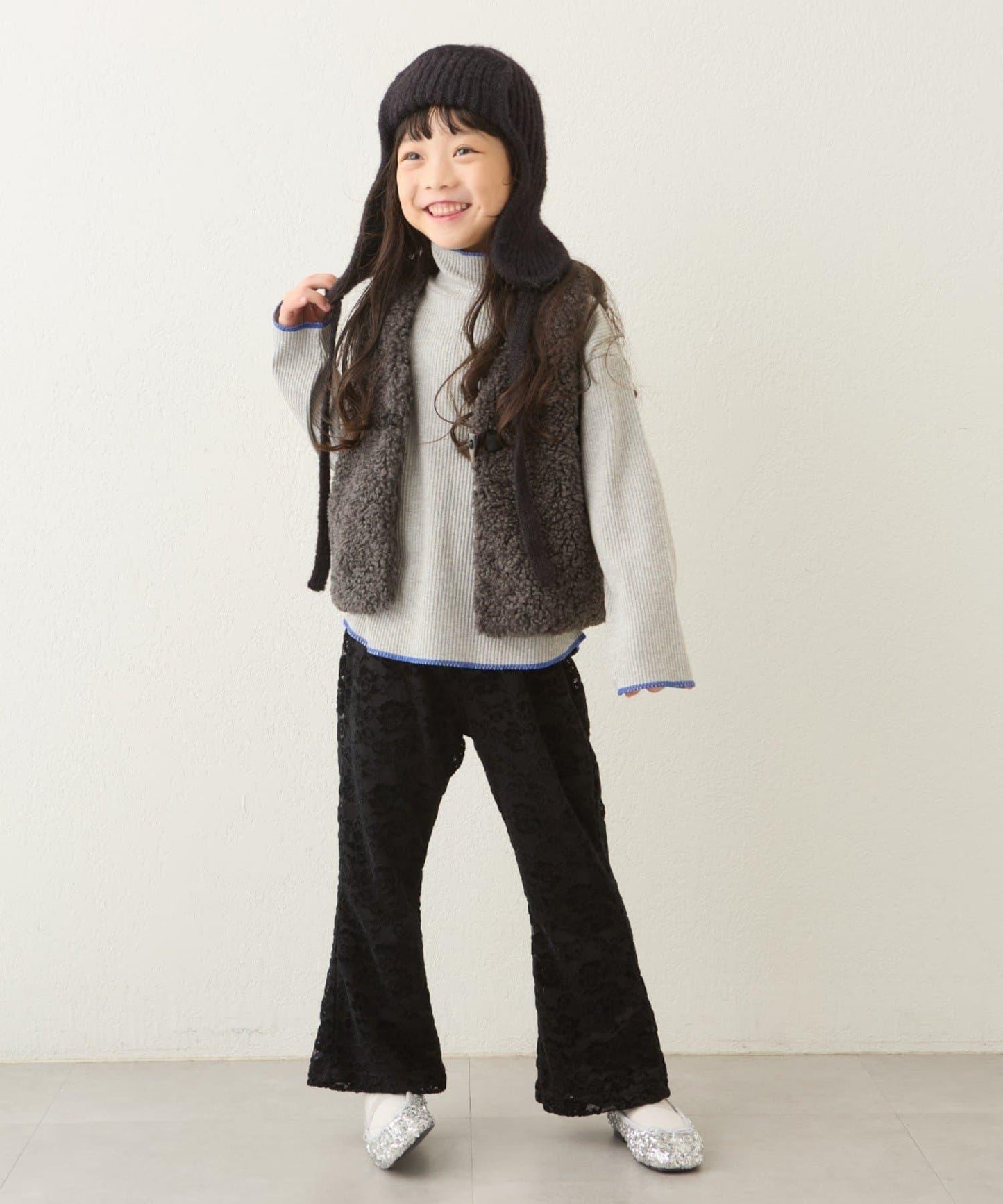 【兒童】配色條紋針織高領衫