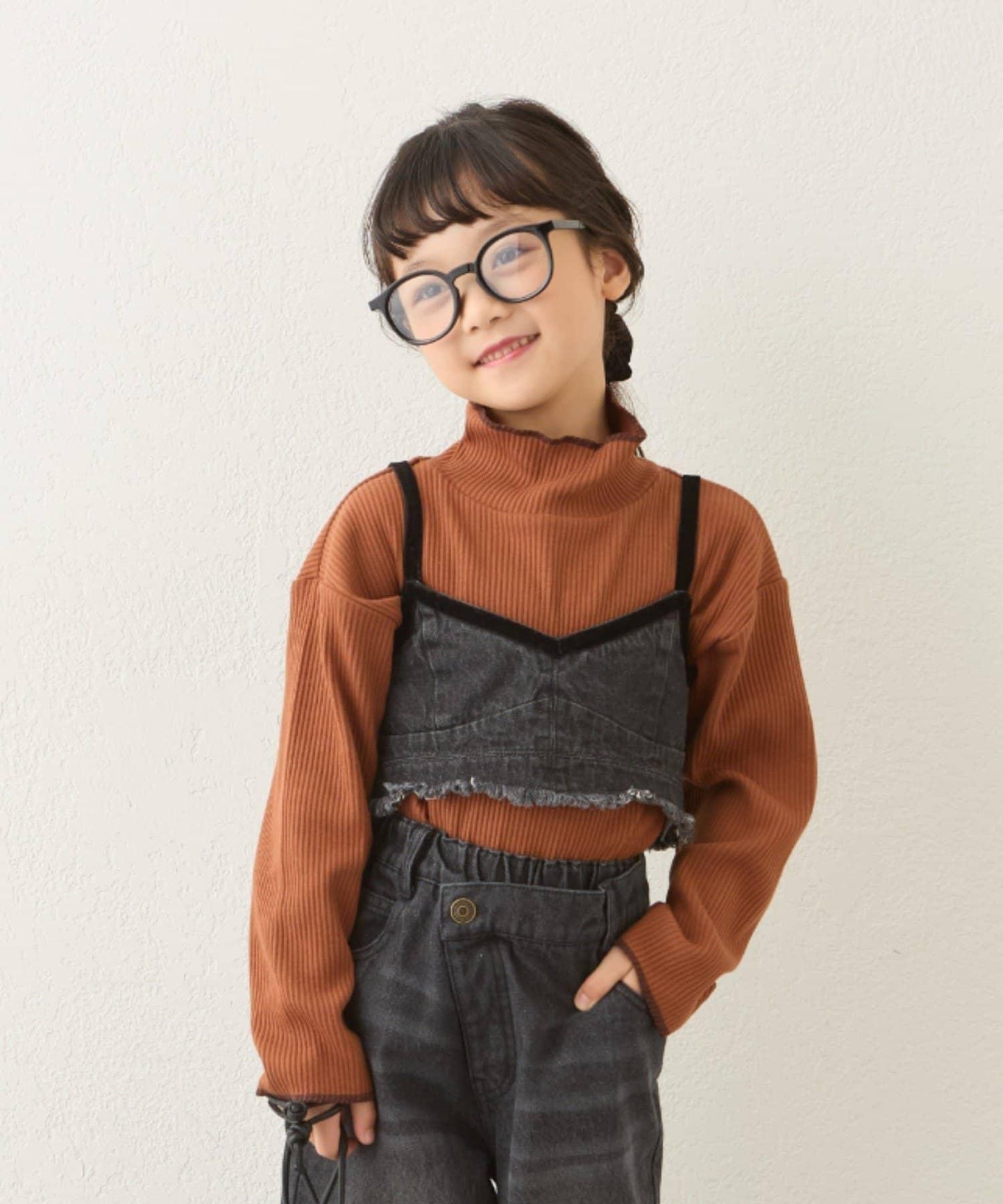 【兒童】配色條紋針織高領衫