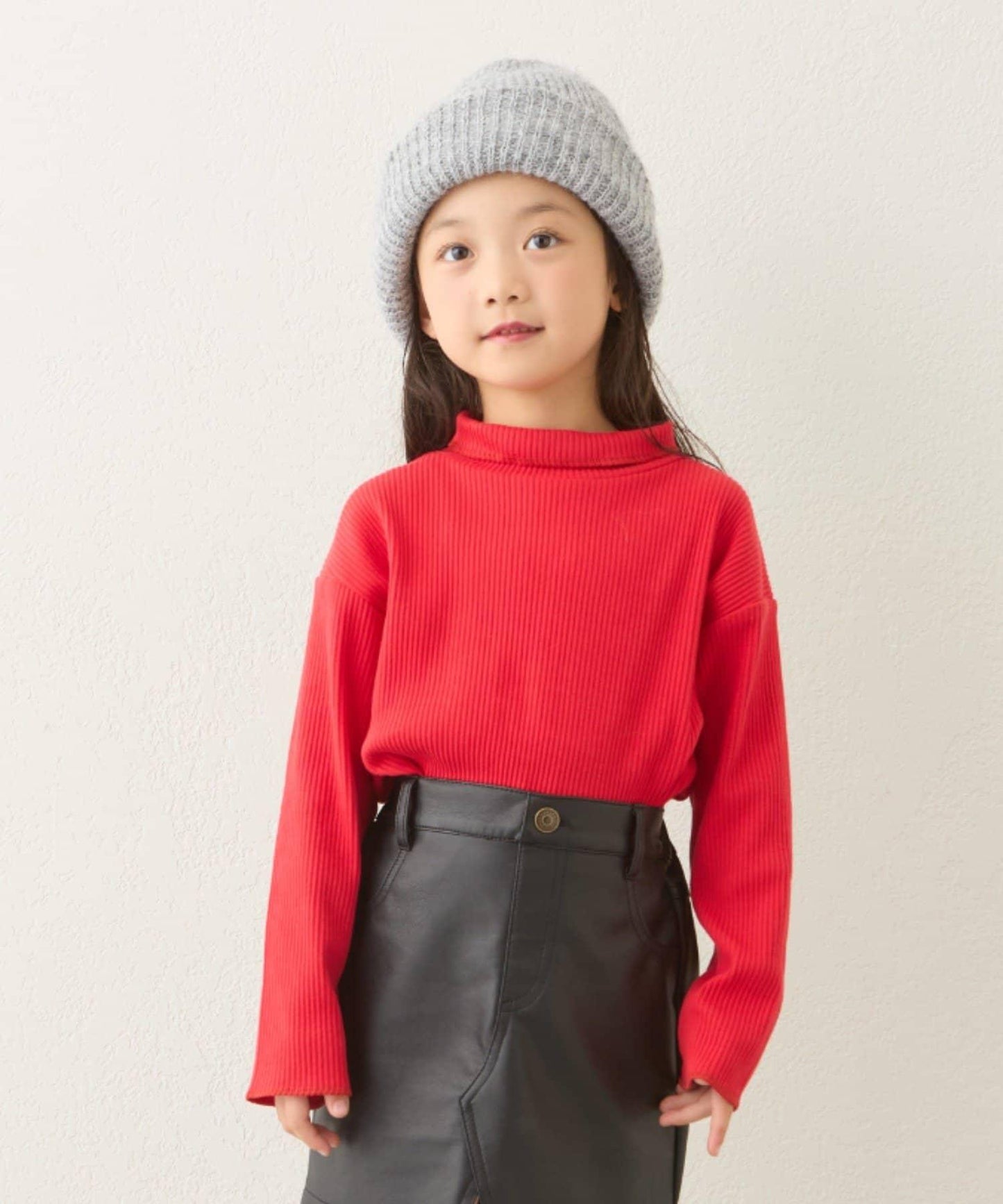 【兒童】配色條紋針織高領衫