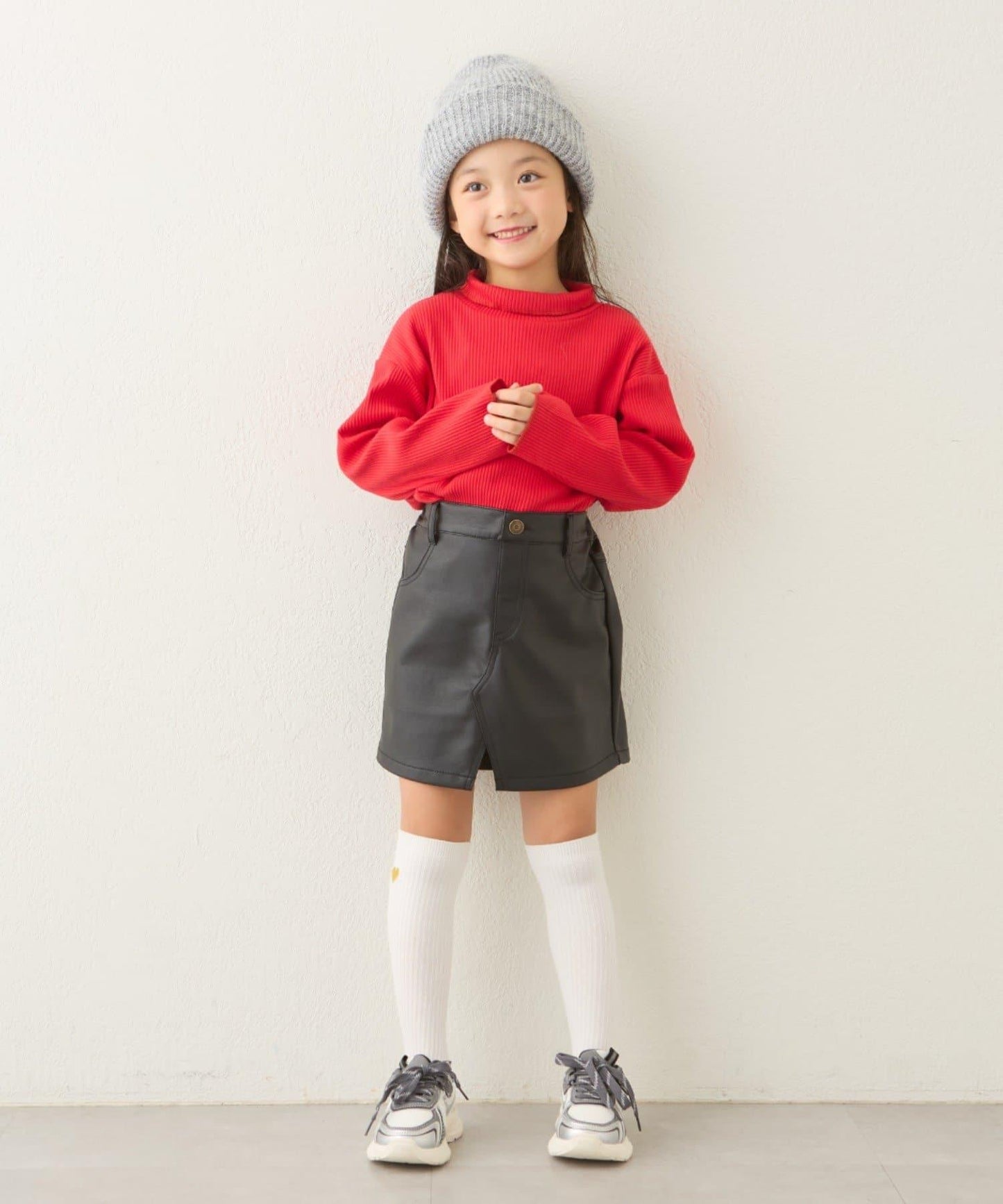 【兒童】配色條紋針織高領衫