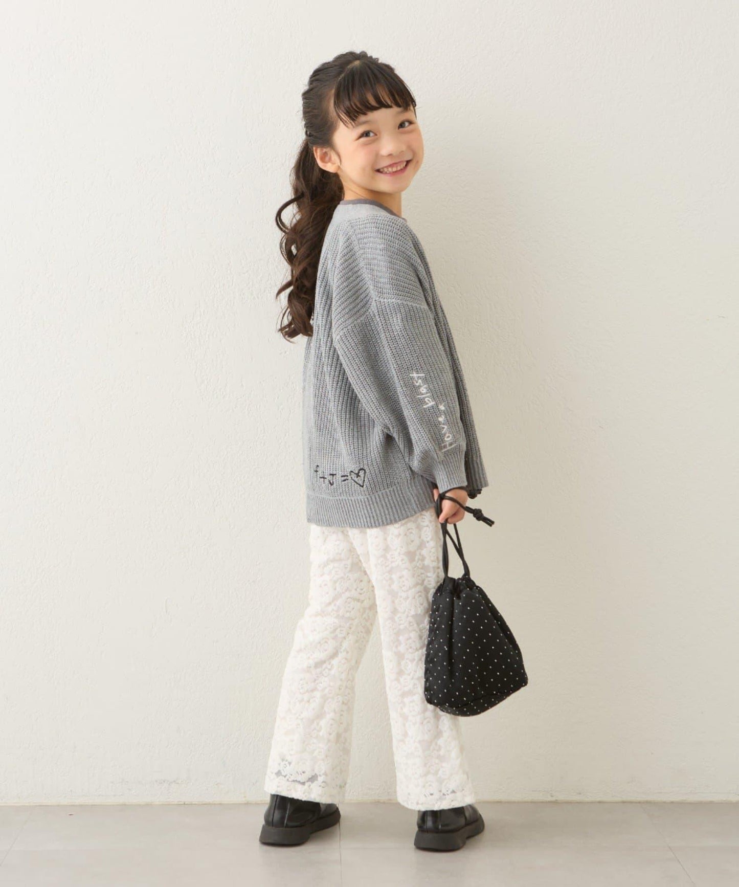 【兒童】點綴刺繡針織開衫