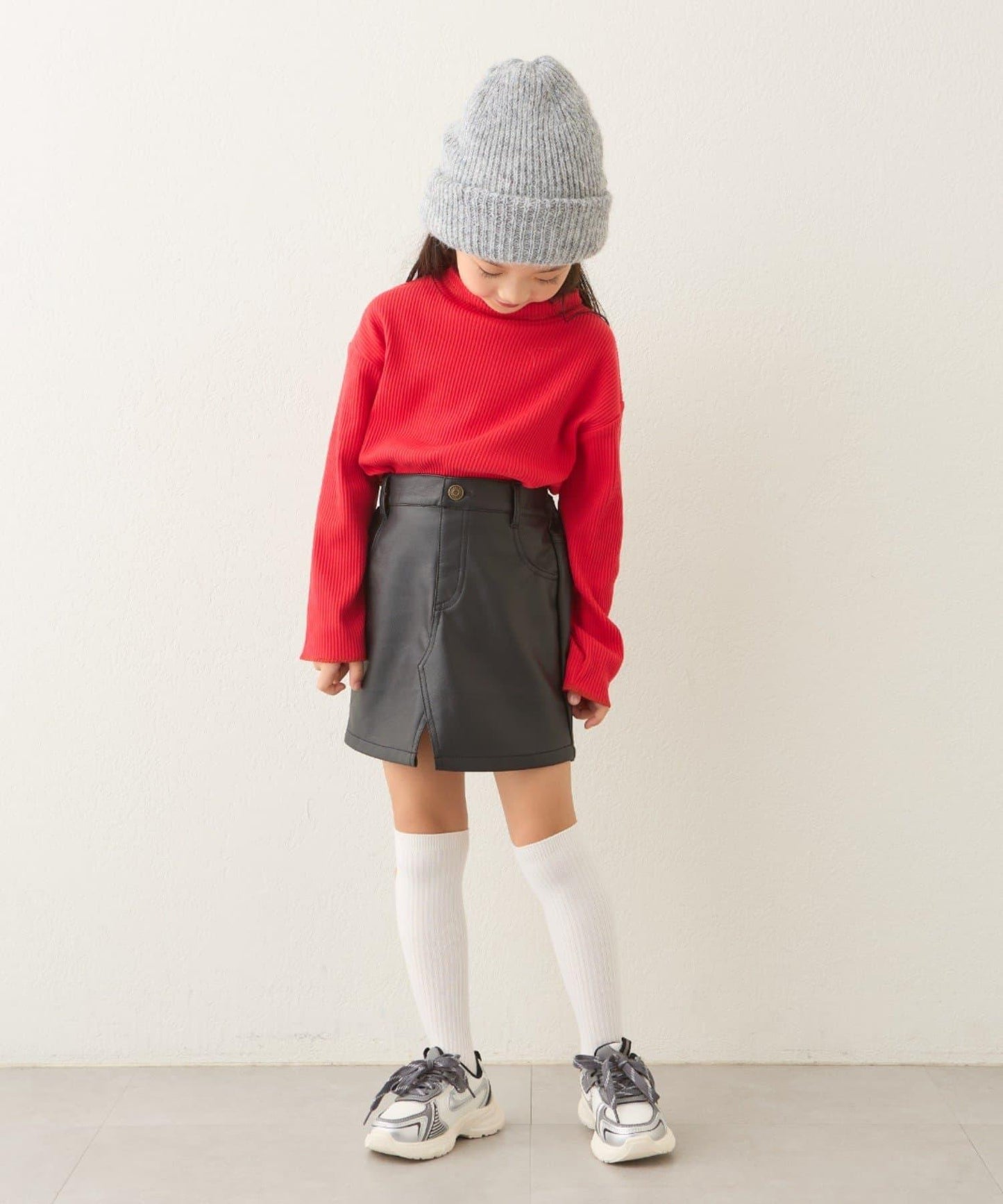 【兒童】配色條紋針織高領衫