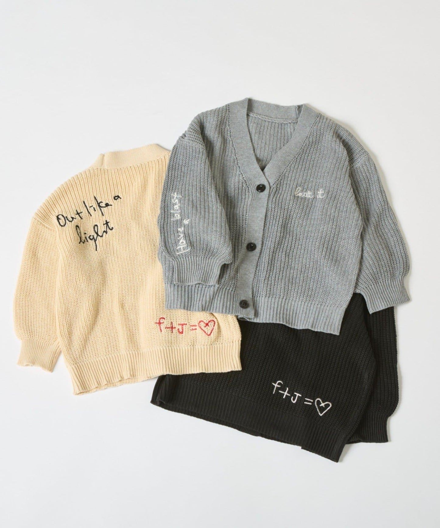 【兒童】點綴刺繡針織開衫