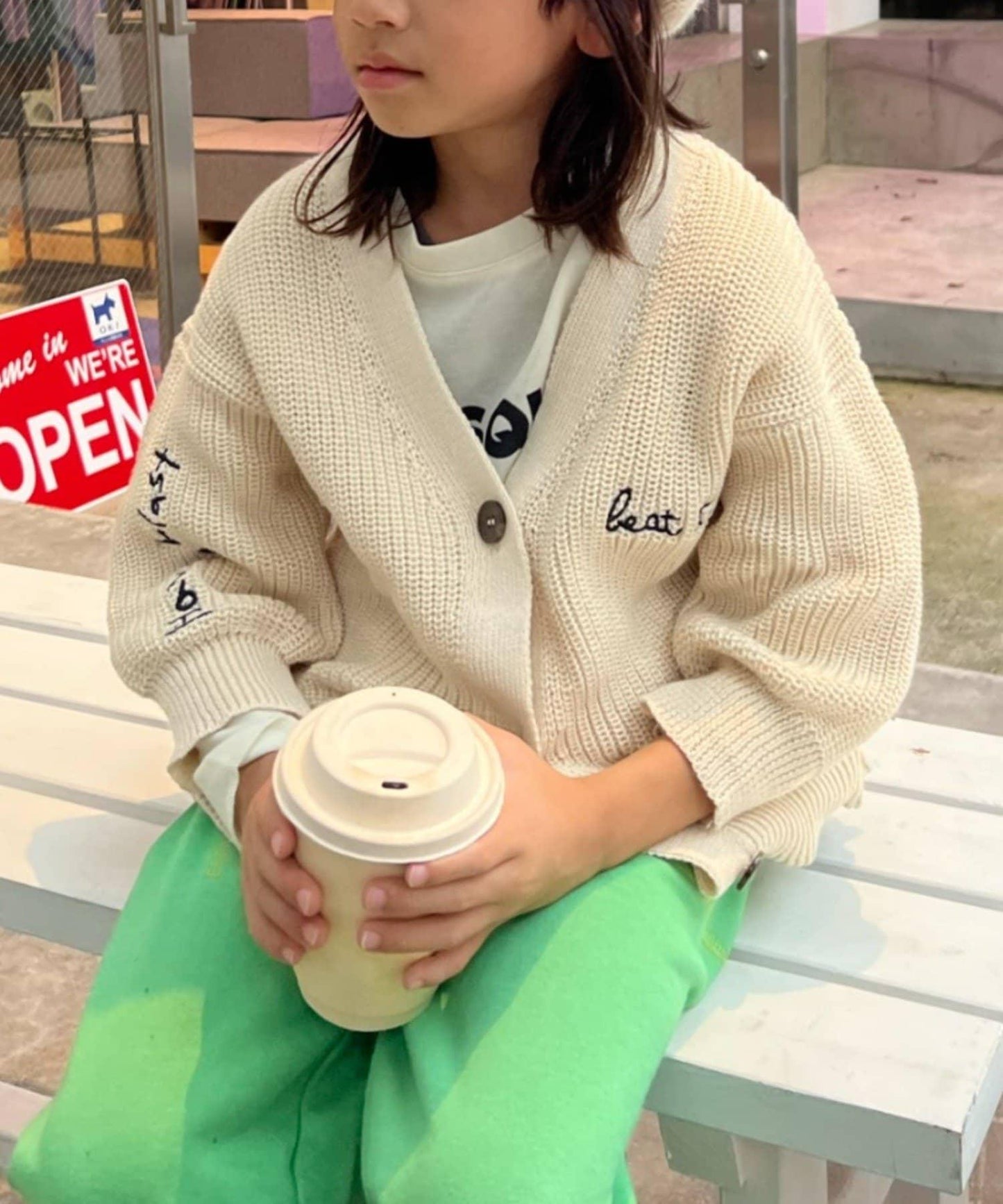 【兒童】點綴刺繡針織開衫