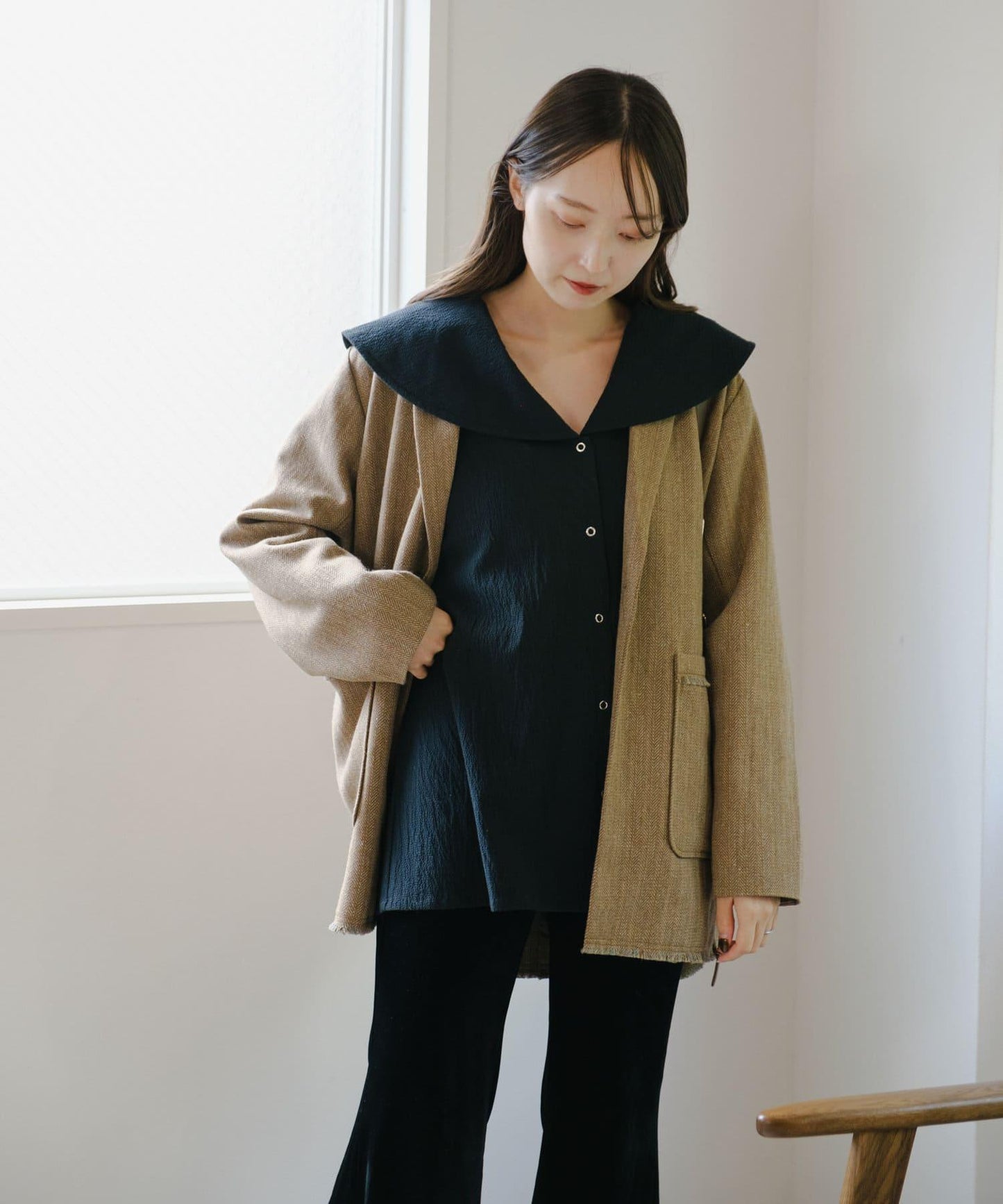 大號彩色長款襯衫