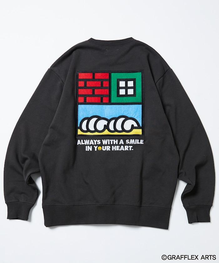 版 GRAFFLEX SMILE EVERYDAY3 背部刺繡毛氈設計 圓領衛衣
