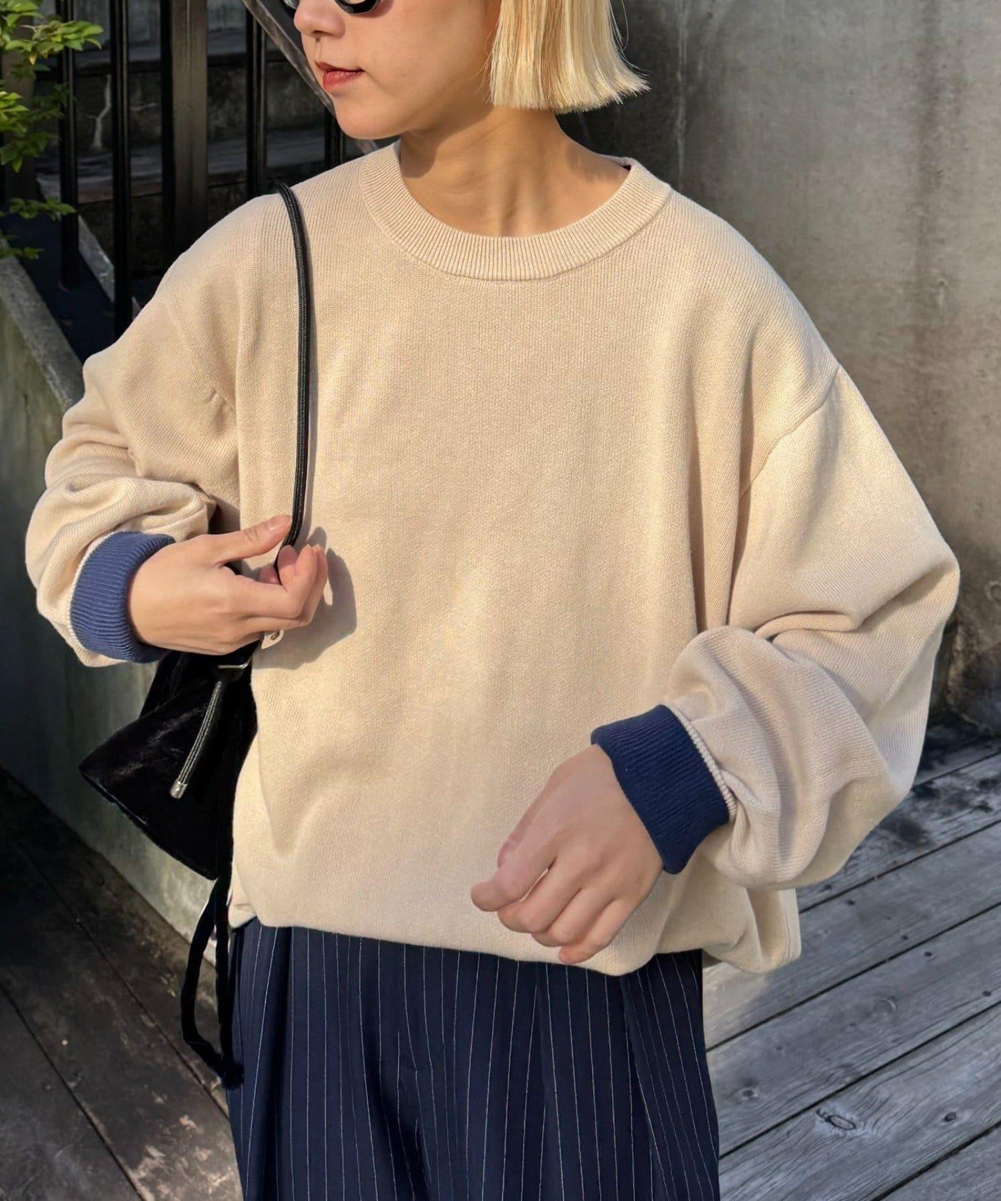 寬鬆剪裁圓領T恤款針織衫