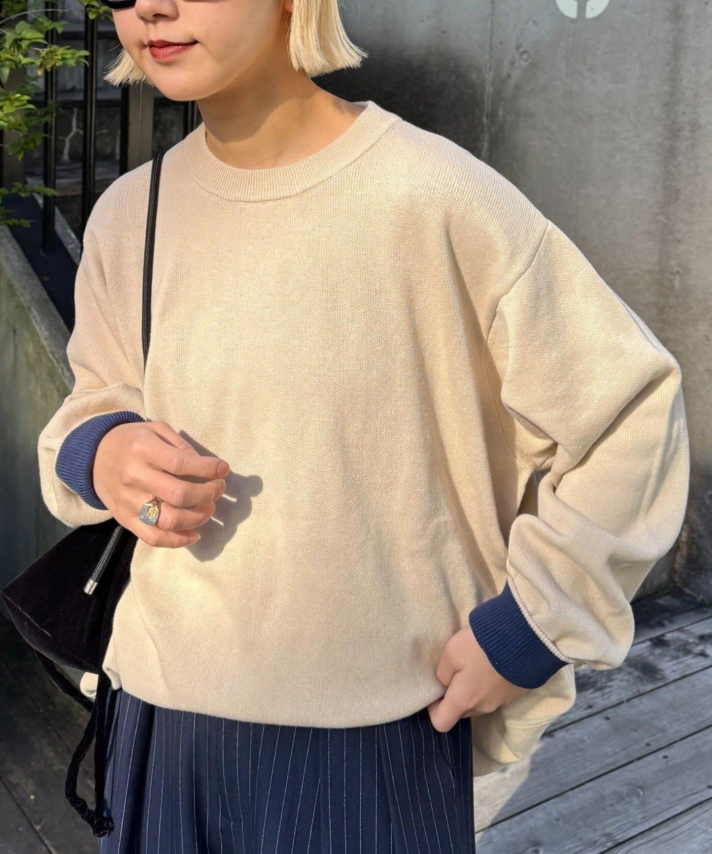 寬鬆剪裁圓領T恤款針織衫