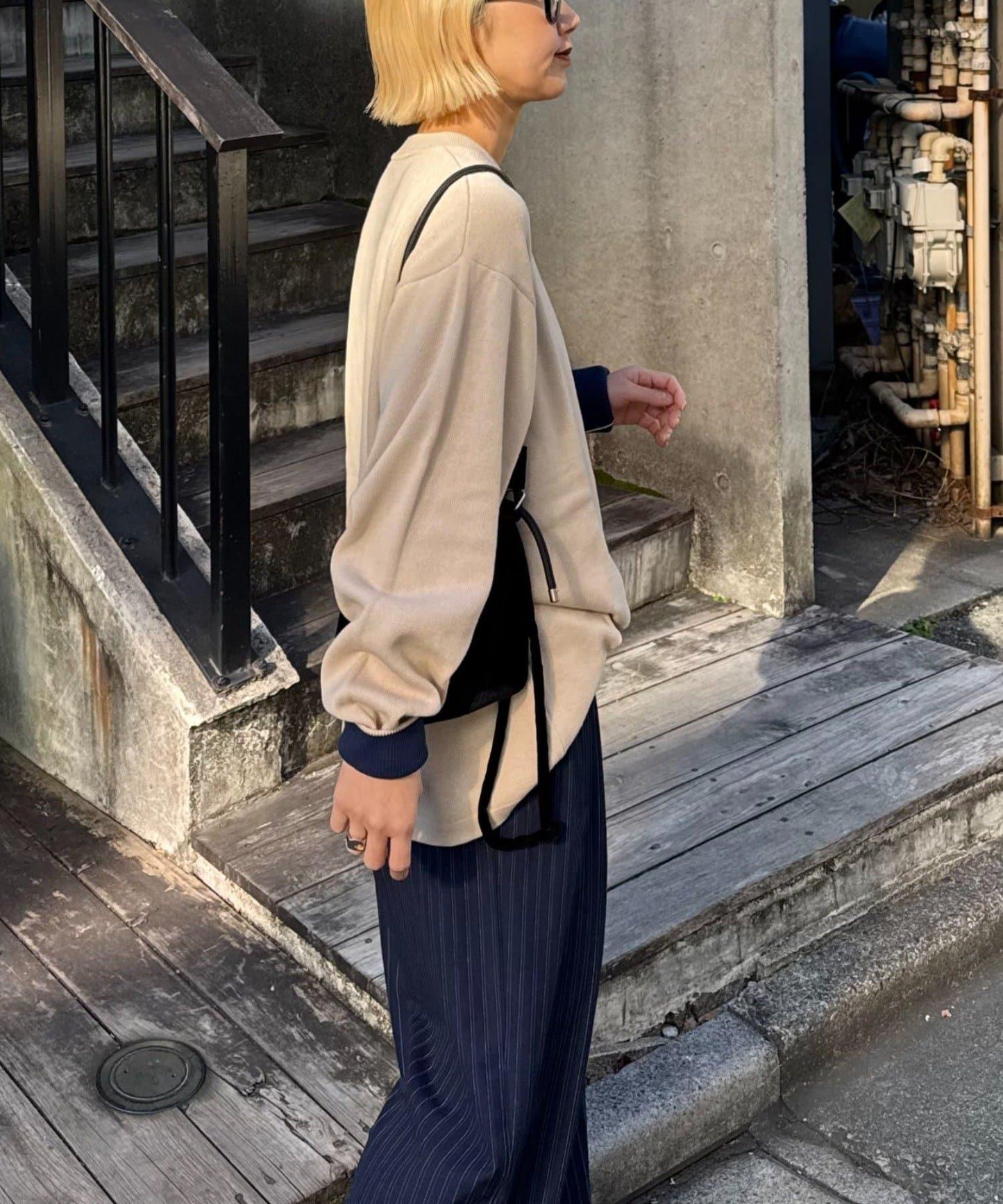 寬鬆剪裁圓領T恤款針織衫