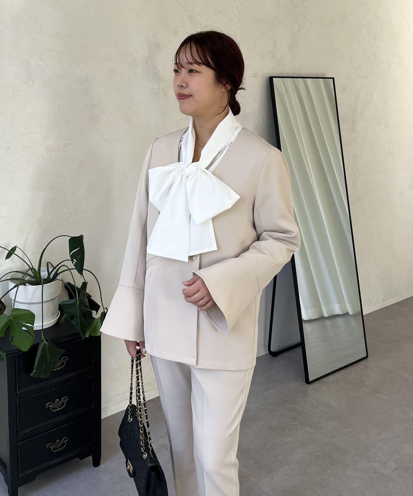 【媽媽監修!禮服單品】雙排扣喇叭袖V領夾克