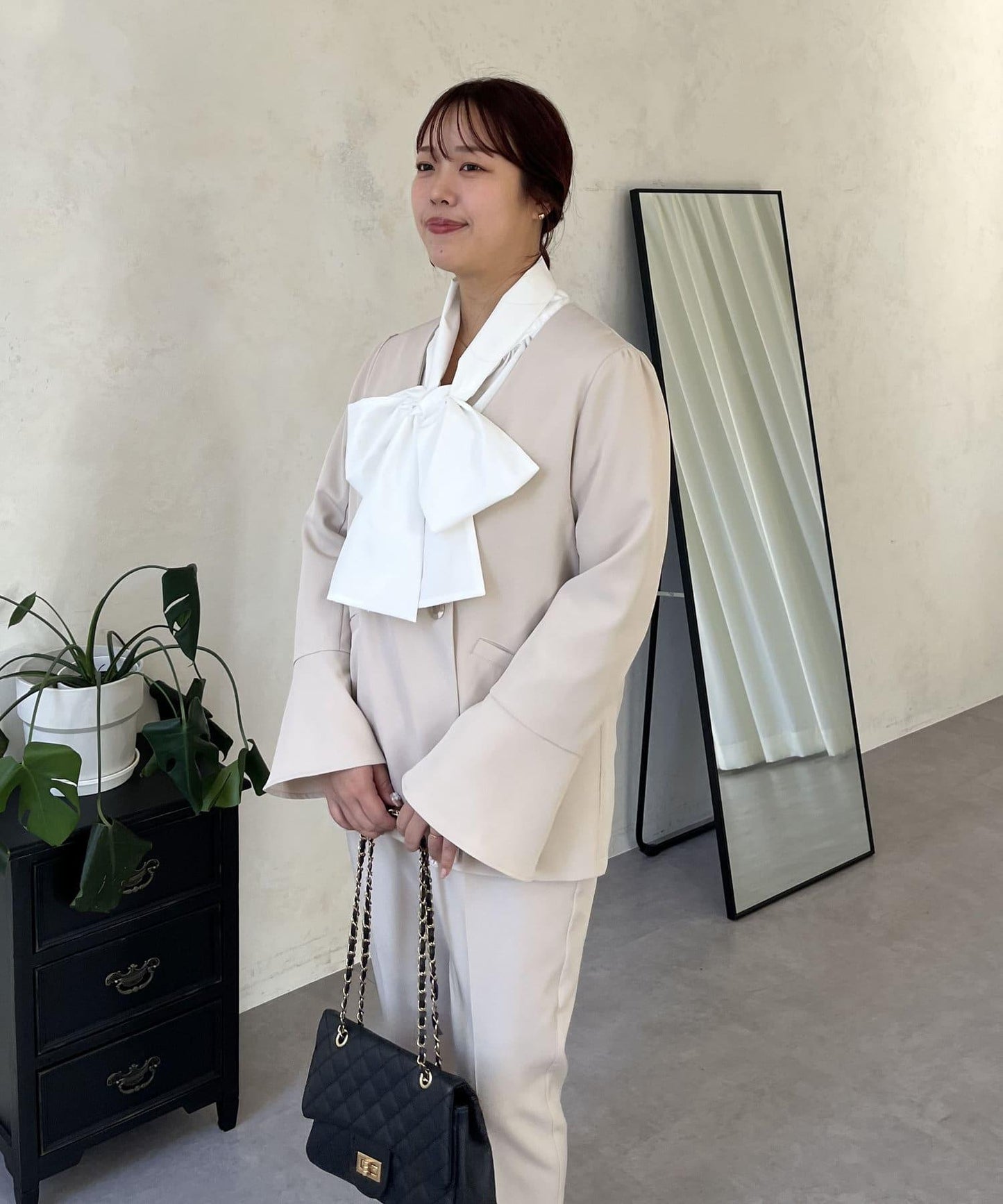 【媽媽監修!禮服單品】雙排扣喇叭袖V領夾克