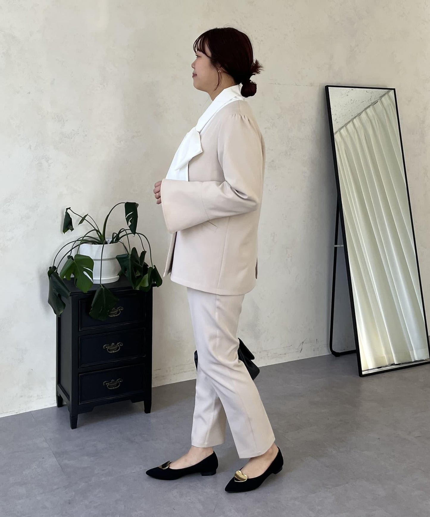 【媽媽監修!禮服單品】雙排扣喇叭袖V領夾克