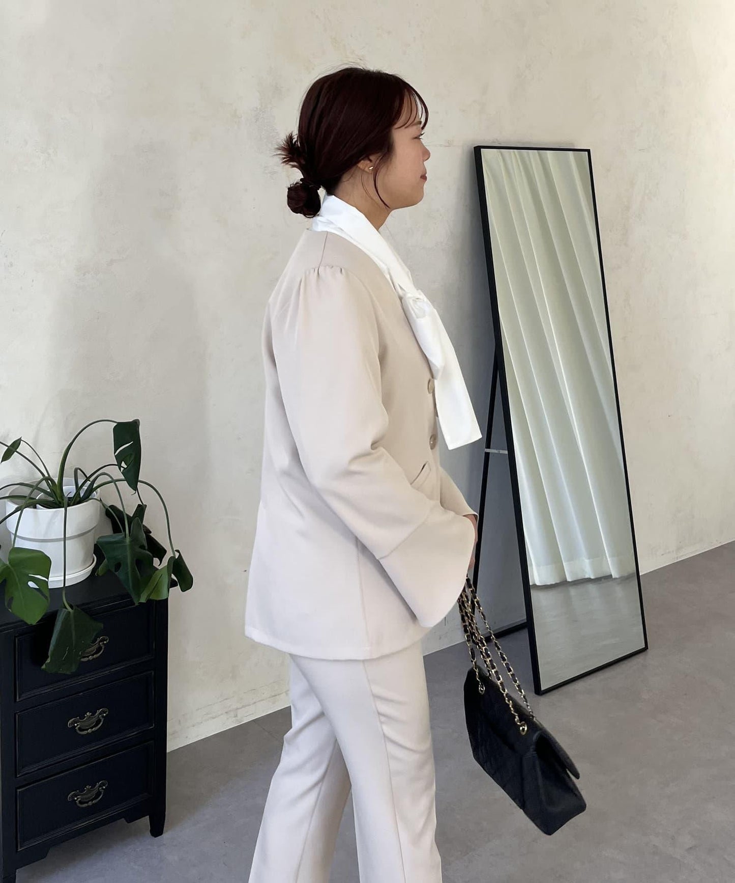 【媽媽監修!禮服單品】雙排扣喇叭袖V領夾克