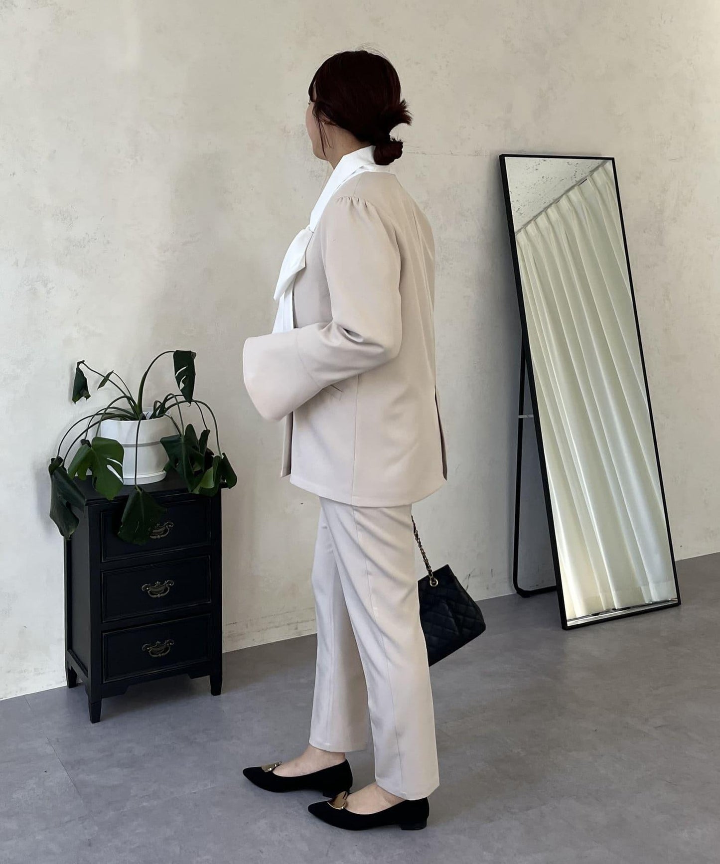 【媽媽監修!禮服單品】雙排扣喇叭袖V領夾克