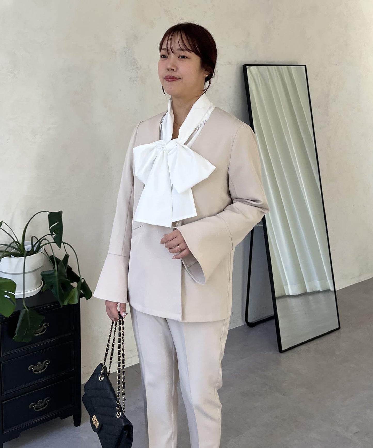 【媽媽監修!禮服單品】雙排扣喇叭袖V領夾克