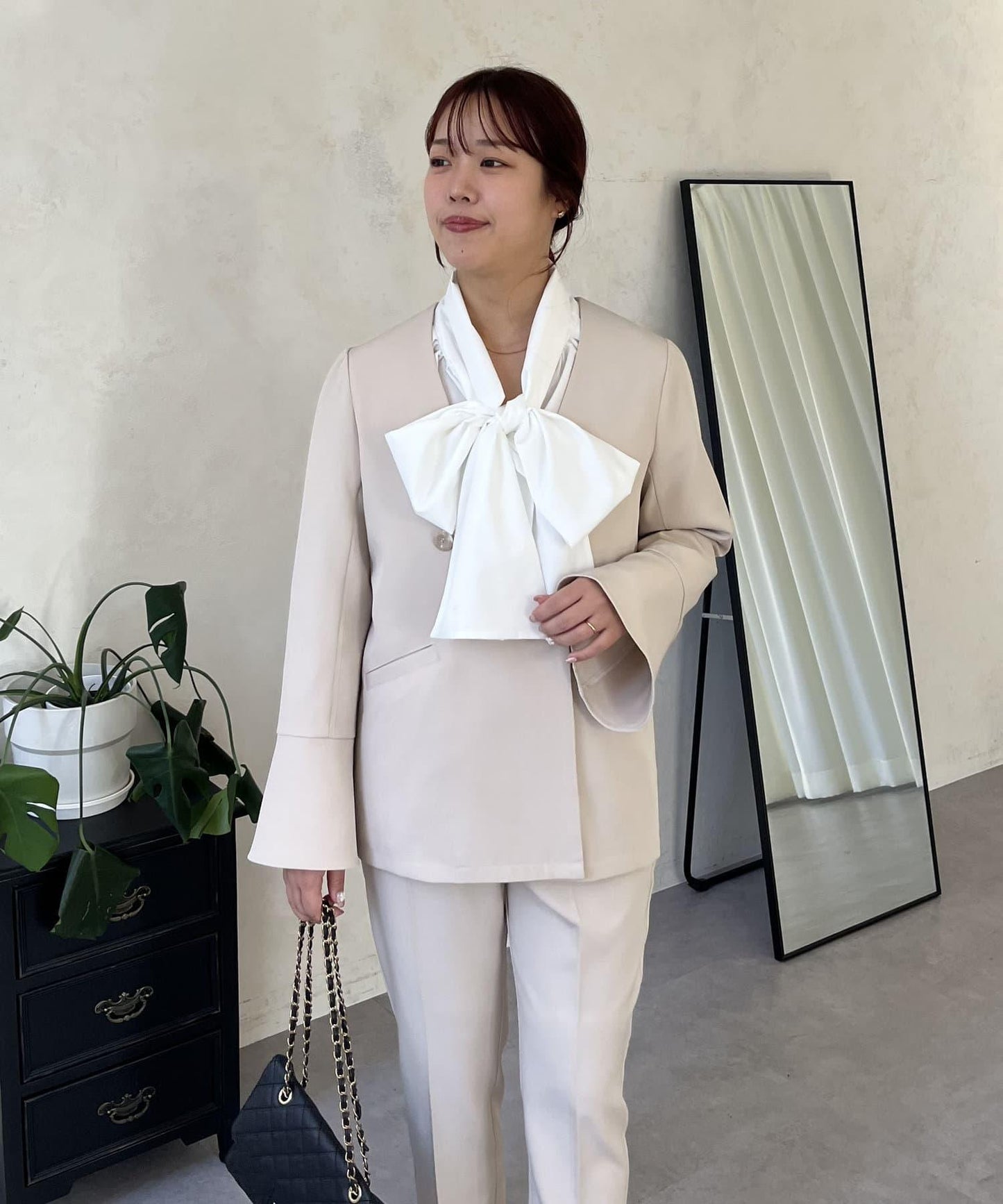 【媽媽監修!禮服單品】雙排扣喇叭袖V領夾克