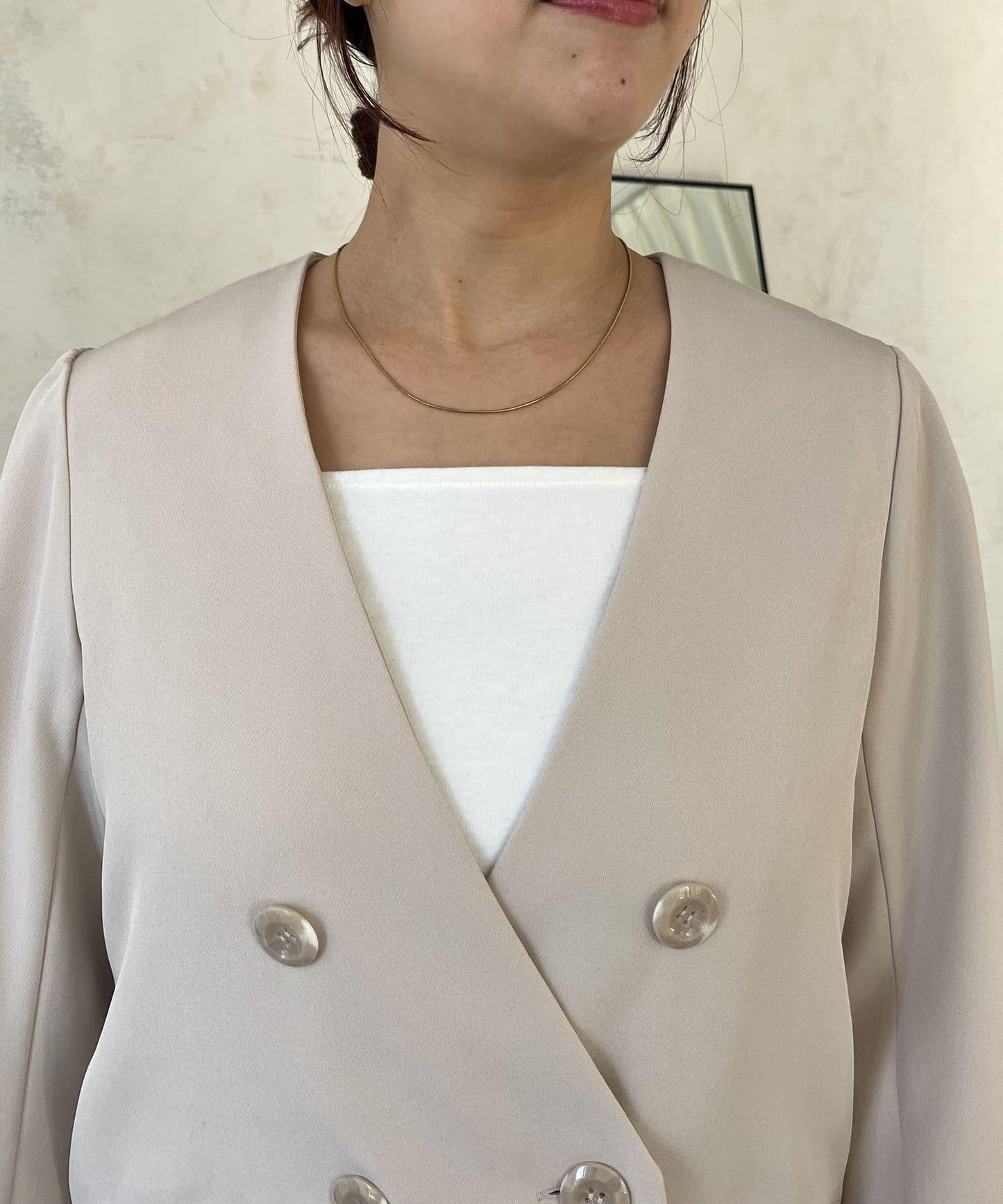 【媽媽監修!禮服單品】雙排扣喇叭袖V領夾克