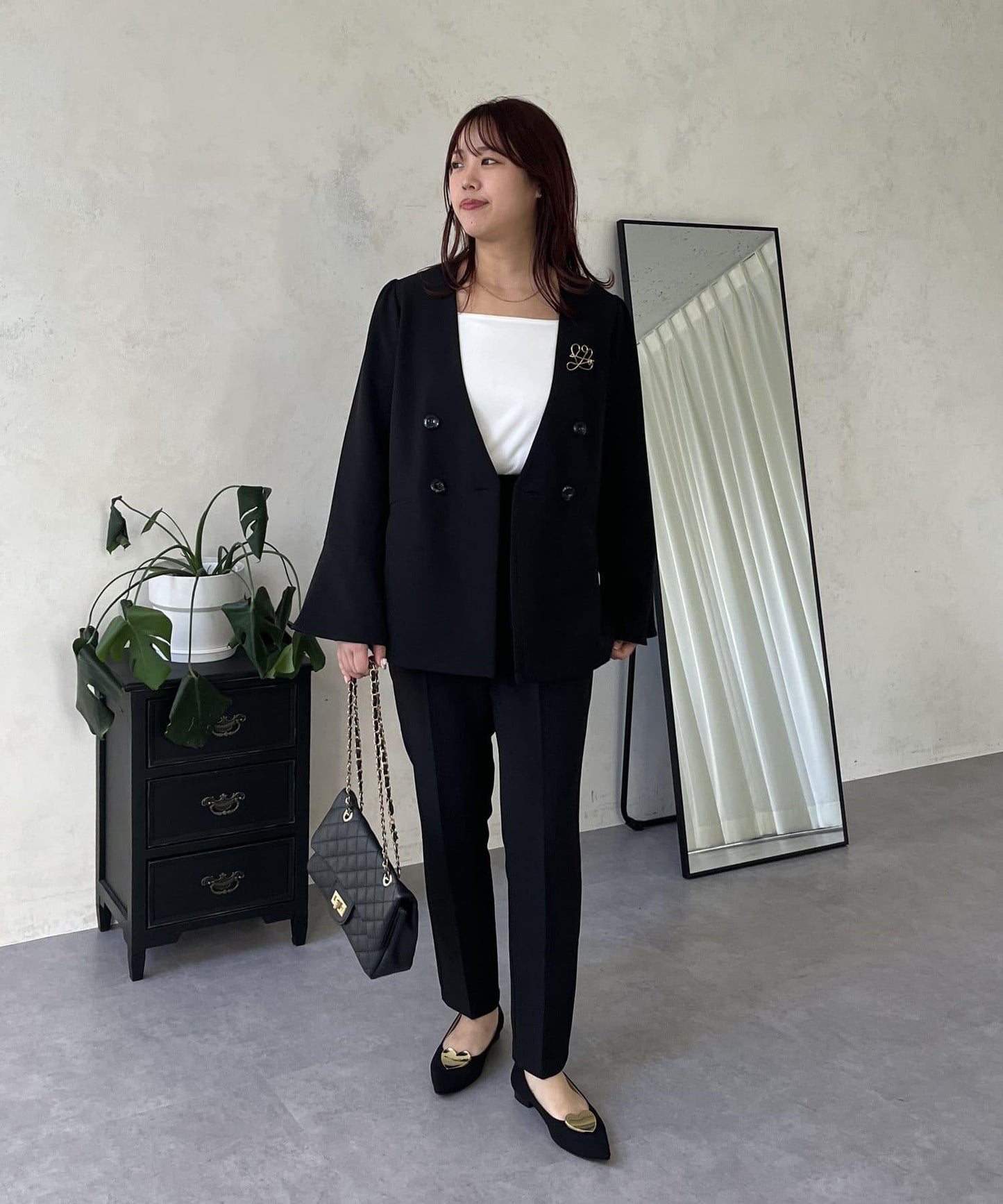 【媽媽監修!禮服單品】雙排扣喇叭袖V領夾克